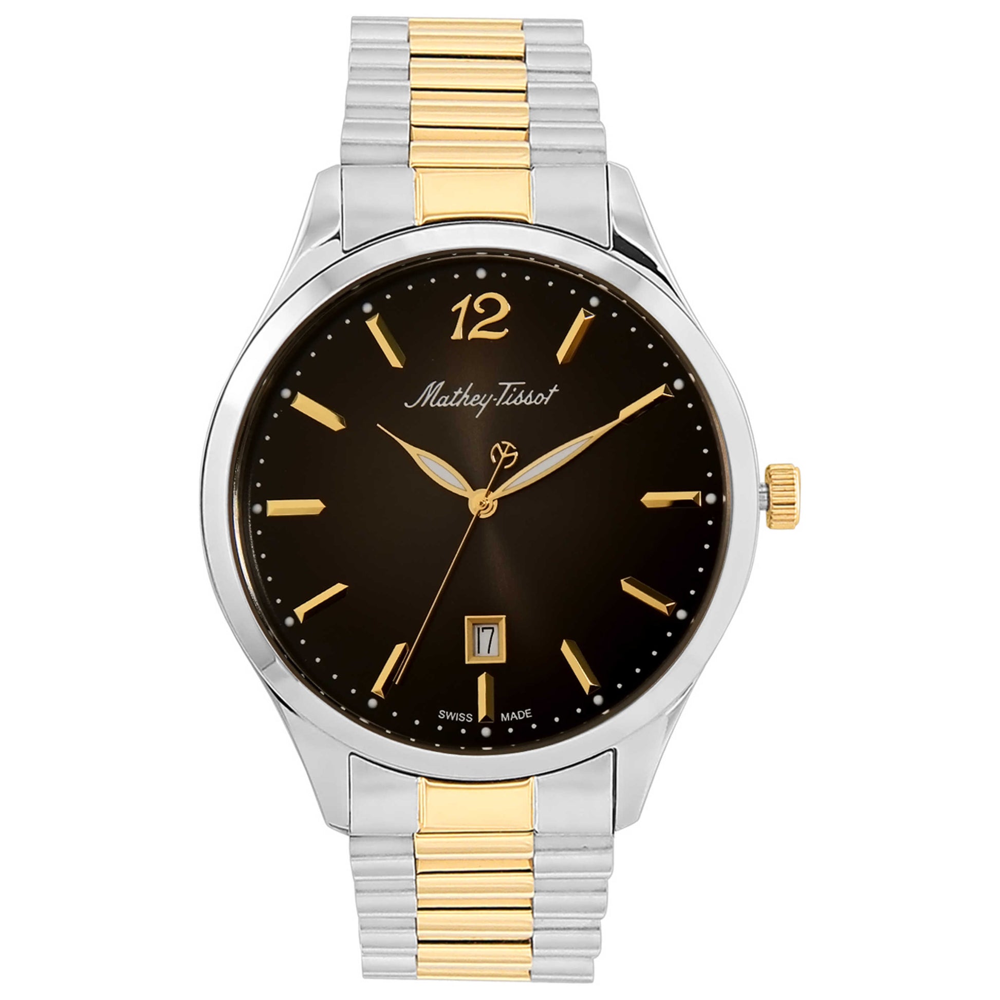 Front view of Mathey Tissot Urban Metal Men's Quartz Watch H411MBN