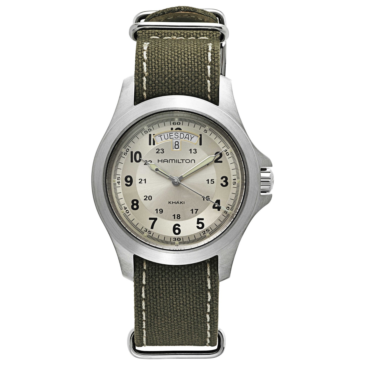 Front view of Hamilton Khaki Field Men's Swiss Quartz (Battery-Powered) Watch H64451823