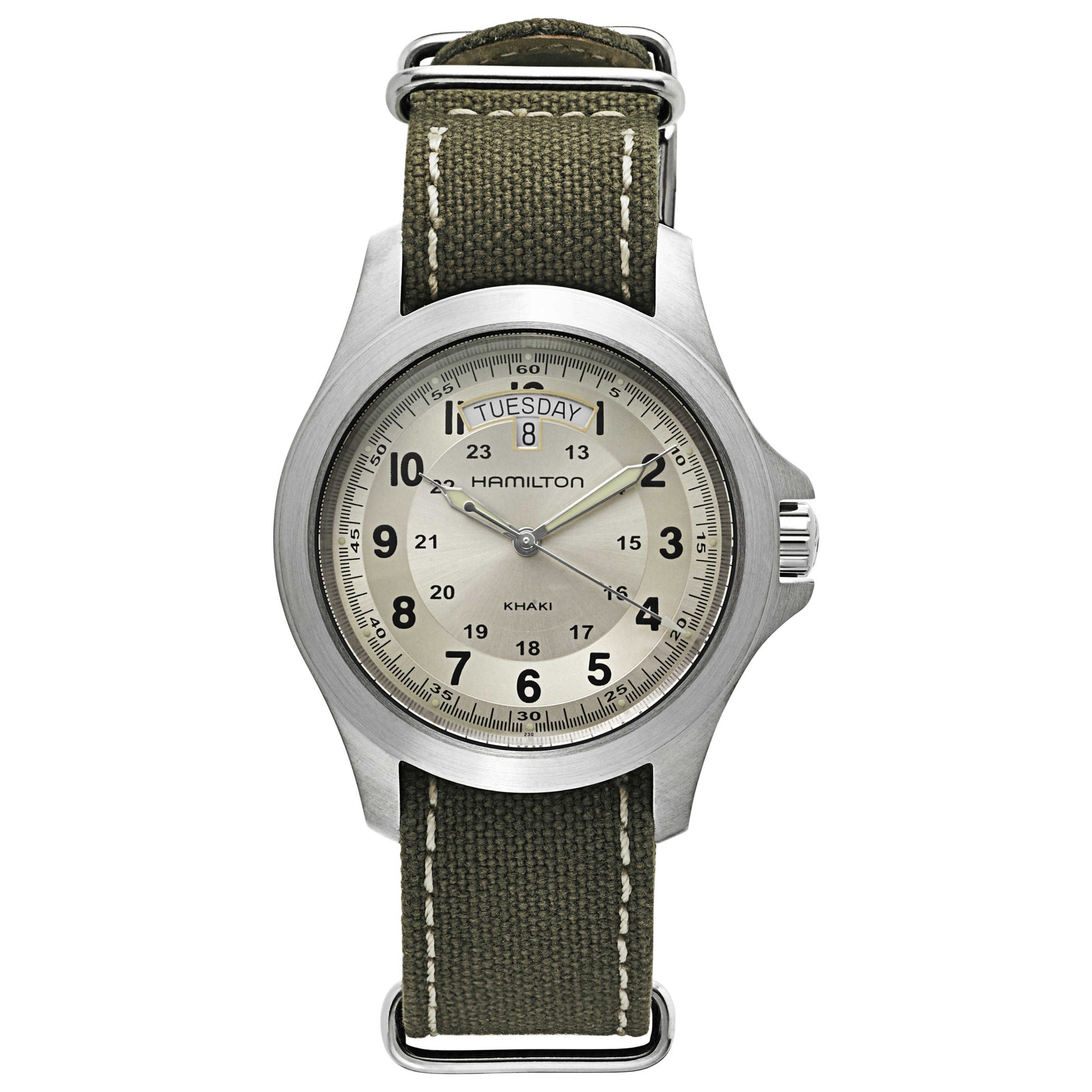 Front view of Hamilton Khaki Field Men's Swiss Quartz (Battery-Powered) Watch H64451823