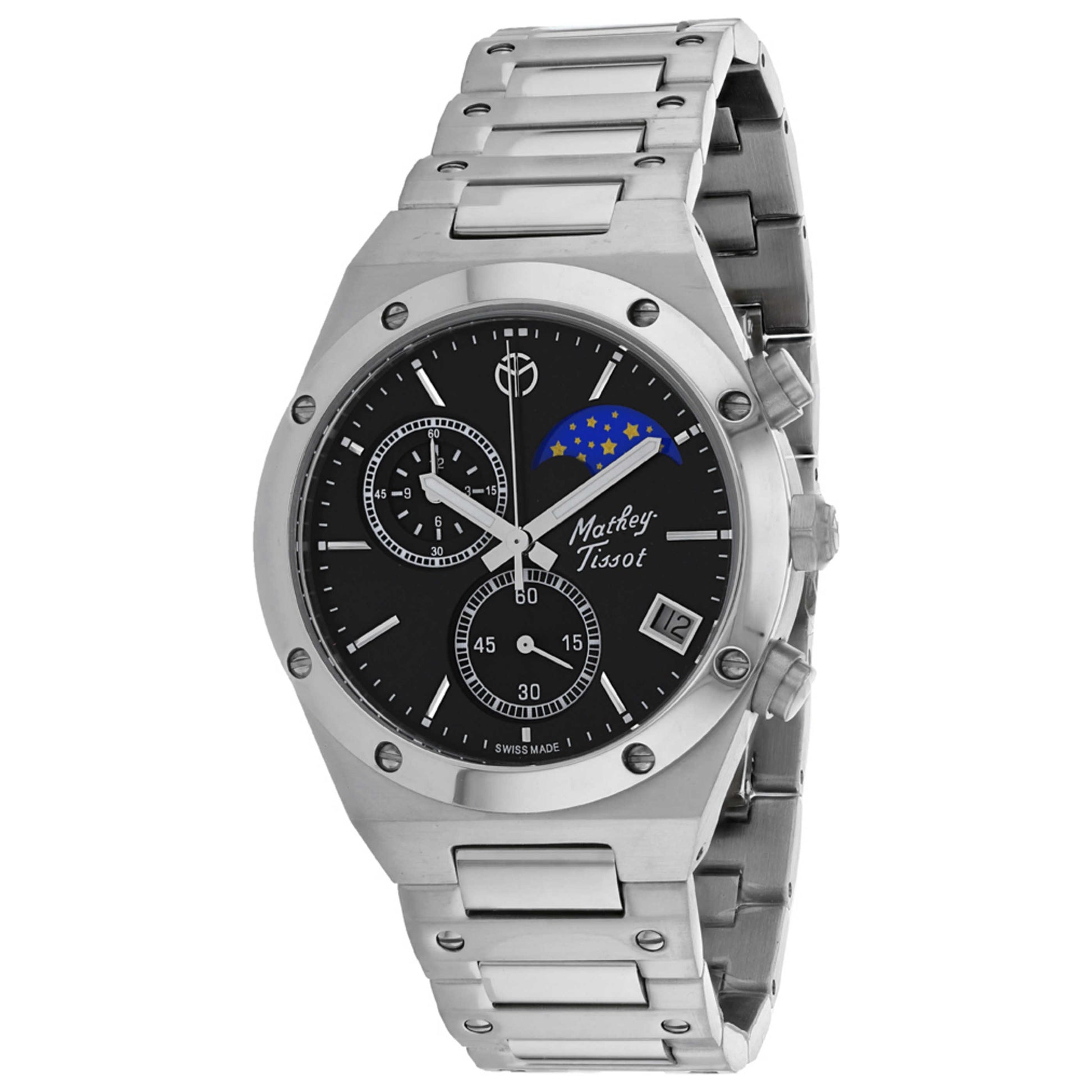 Front view of Mathey Tissot Elisir Moon Men's Quartz Watch H680CHAN