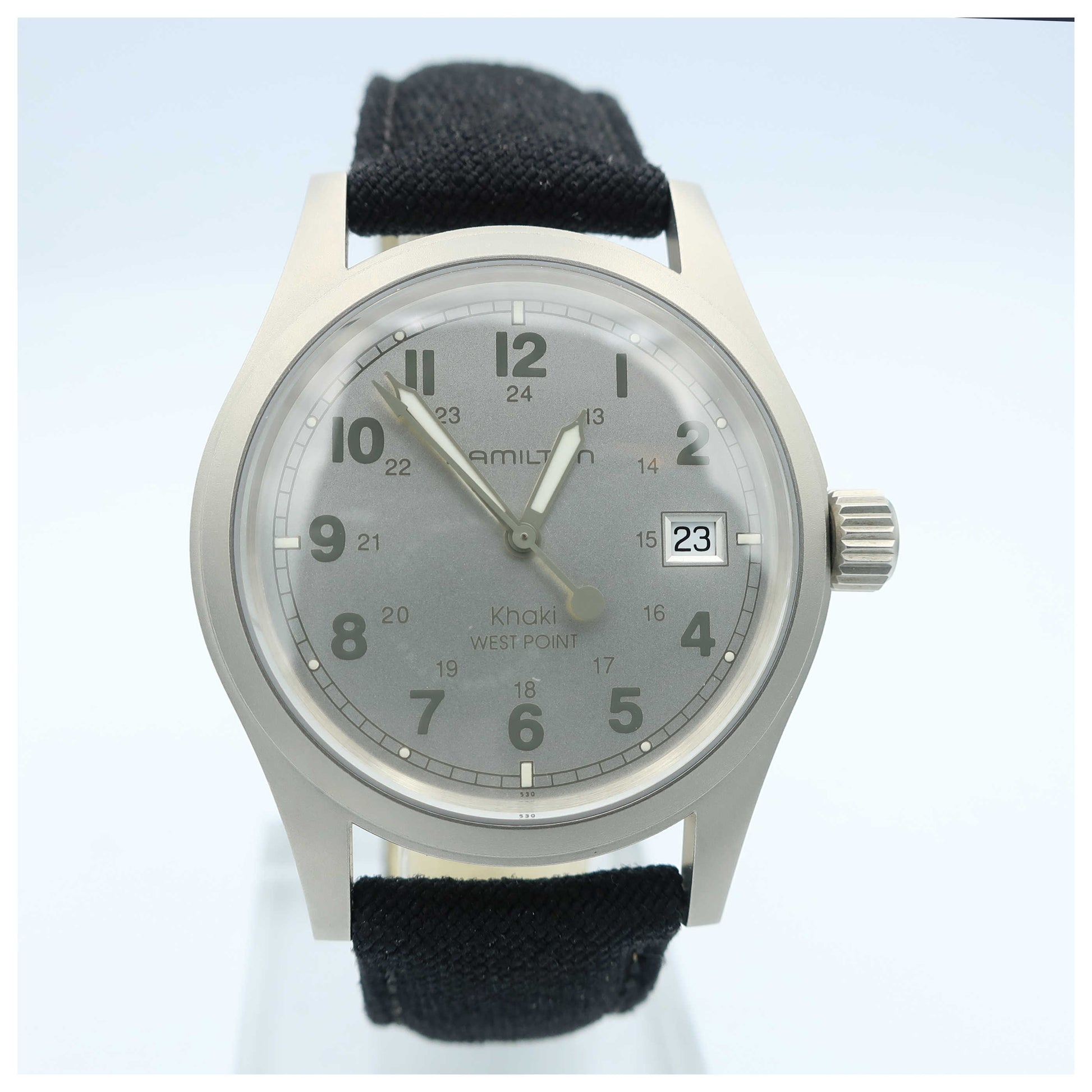 Front view of Hamilton Khaki Field Men's Swiss Quartz (Battery-Powered) Watch H68411253-SD