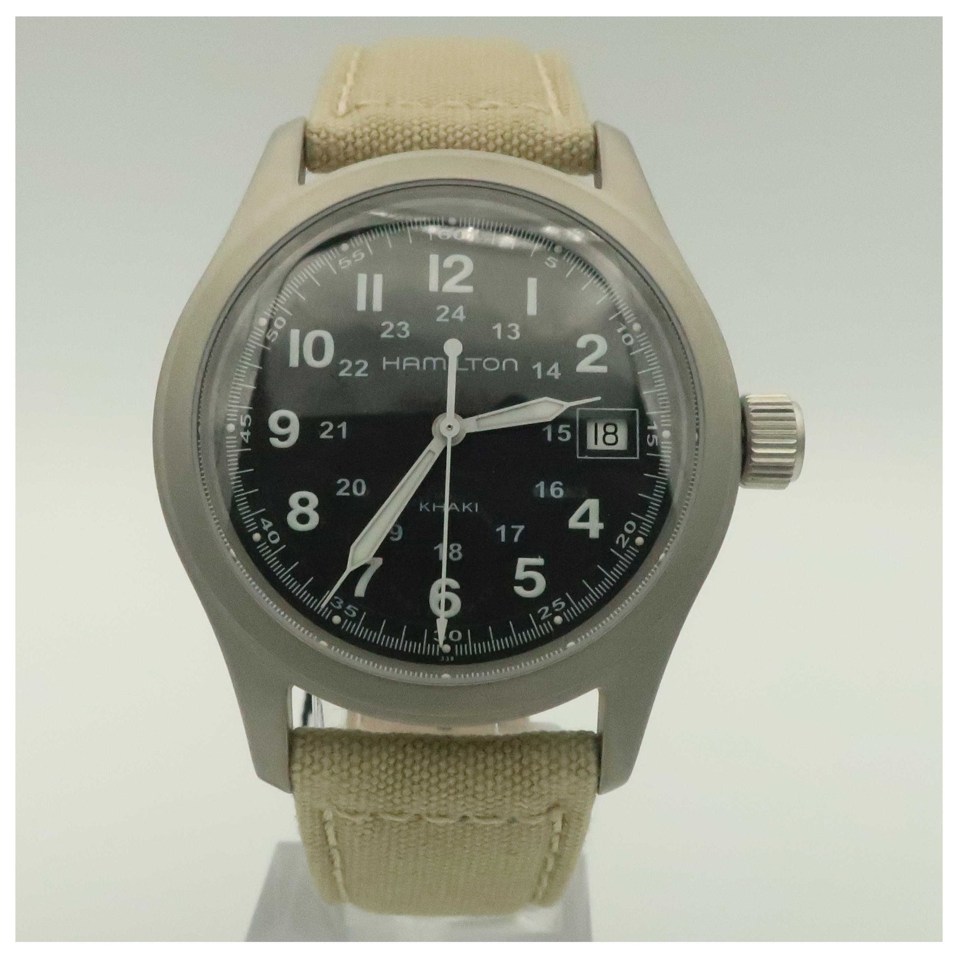 Front view of Hamilton Khaki Field Men's Swiss Quartz (Battery-Powered) Watch H68481933-PO