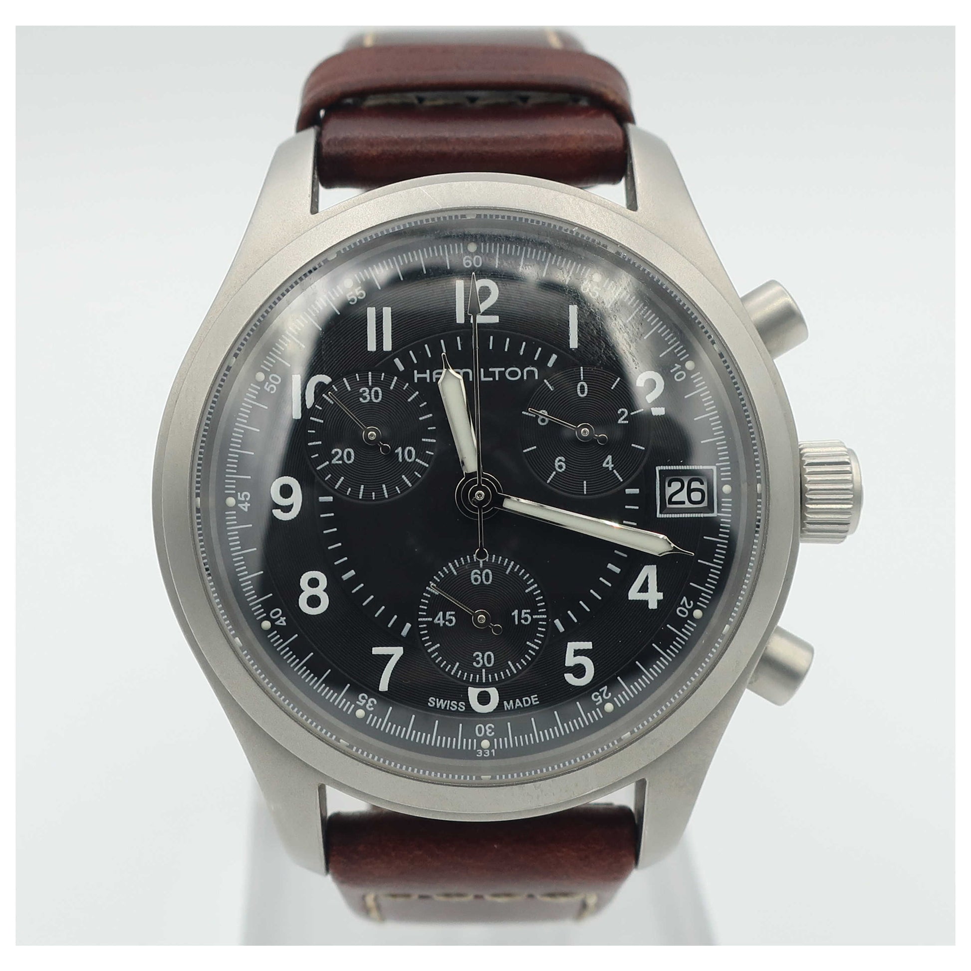 Front view of Hamilton Khaki Men's Swiss Quartz (Battery-Powered) Watch H68582533-PO