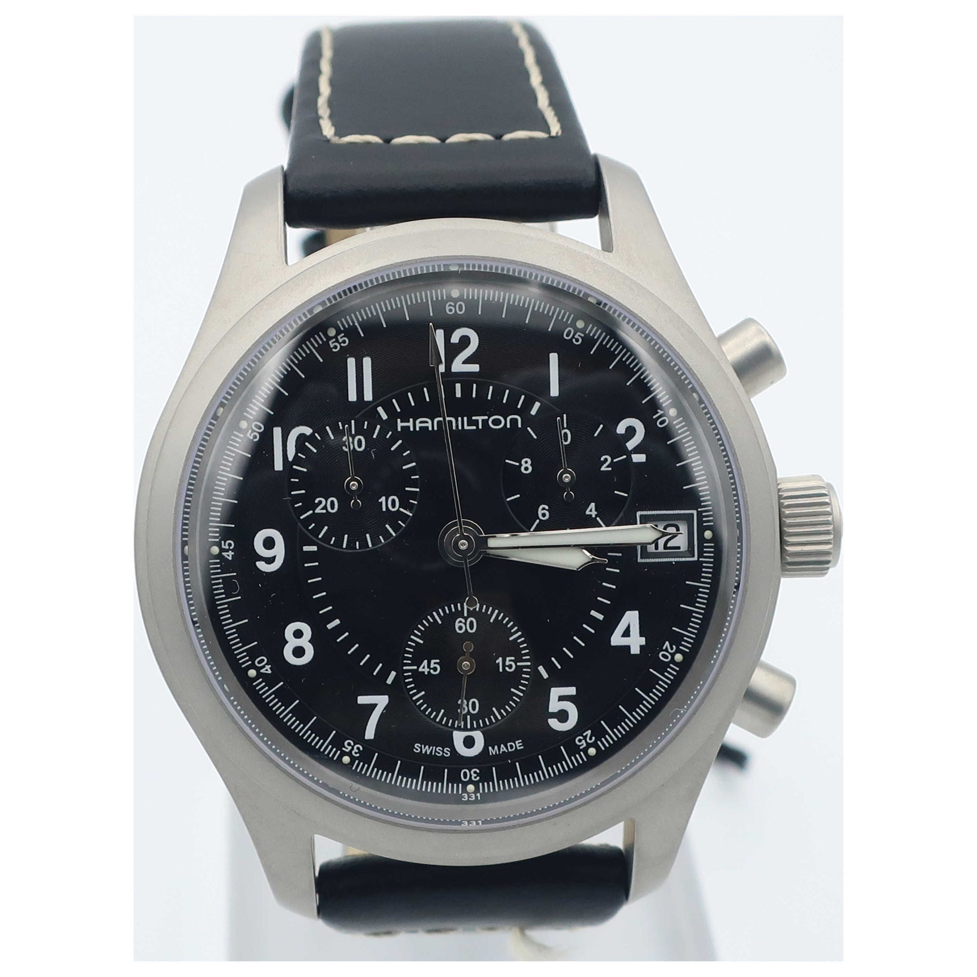 Front view of Hamilton Khaki Men's Swiss Quartz (Battery-Powered) Watch H68582733-SDV