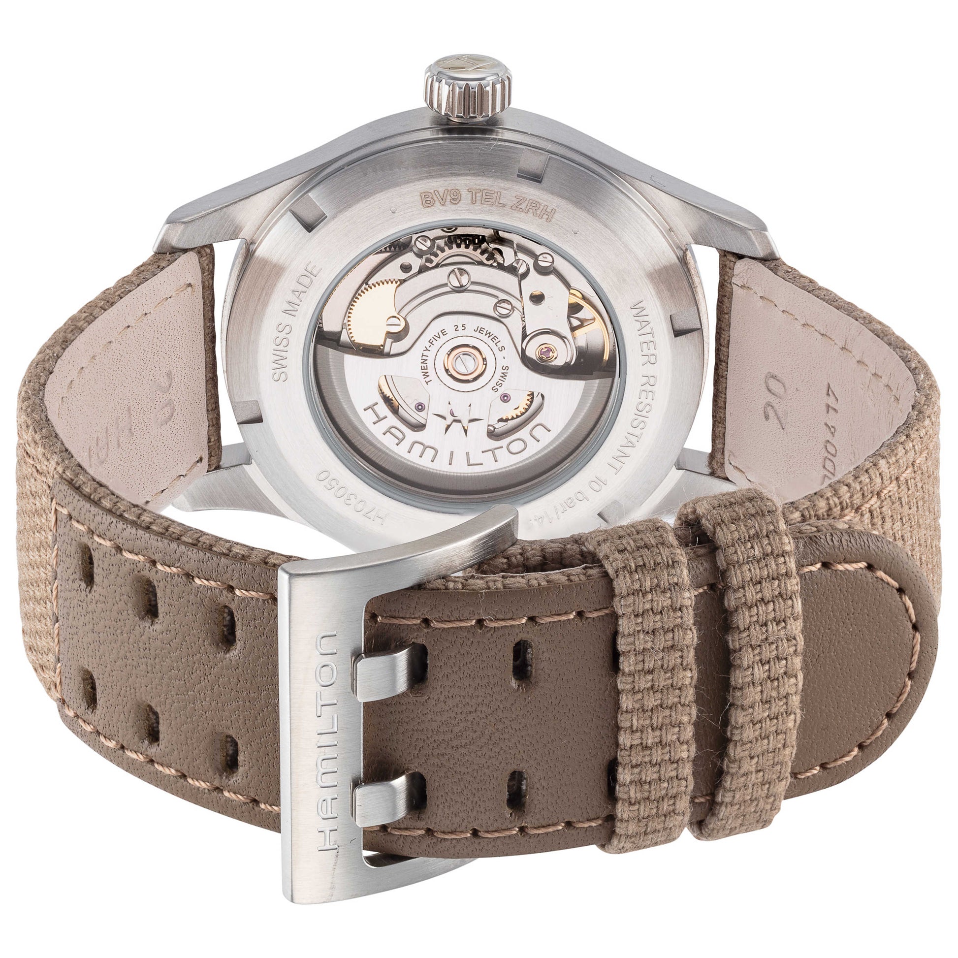 Back view of Hamilton Khaki Field Men's Automatic Watch H70305993