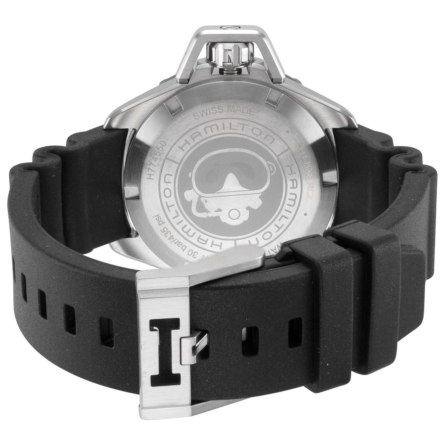 Back view of Hamilton Khaki Navy Men's Automatic Watch H77455330