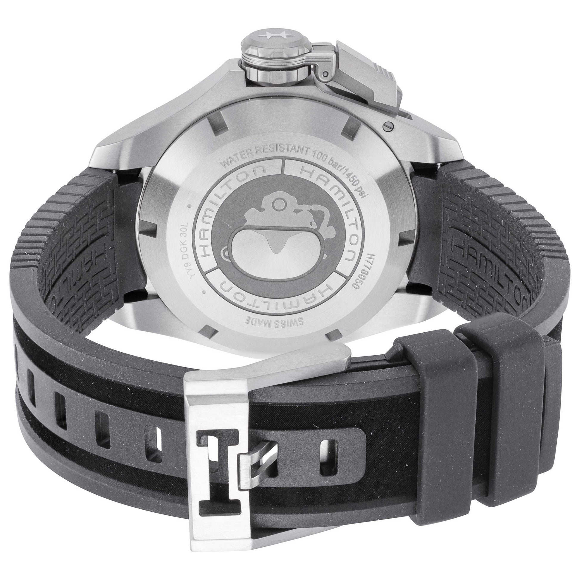 Back view of Hamilton Khaki Navy Men's Automatic Watch H77805380