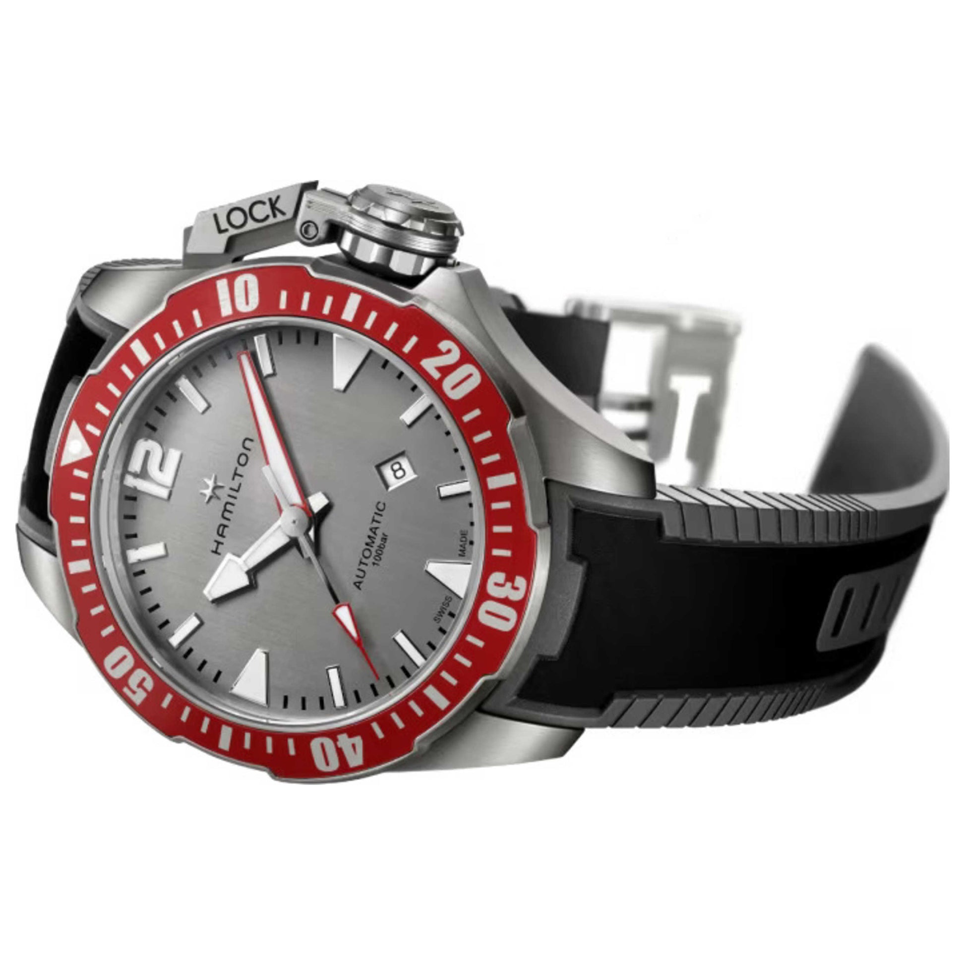 Left view of Hamilton Khaki Navy Men's Automatic Watch H77805380