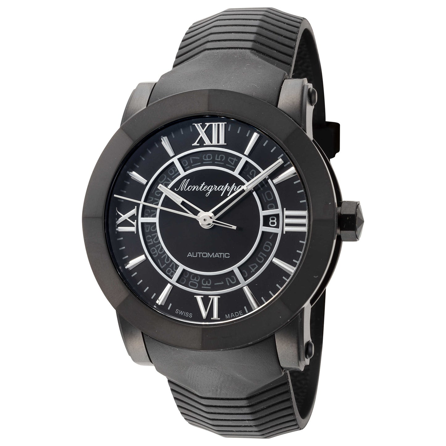 Front view of Montegrappa Nero Uno Men's Automatic Watch IDNLWSBK