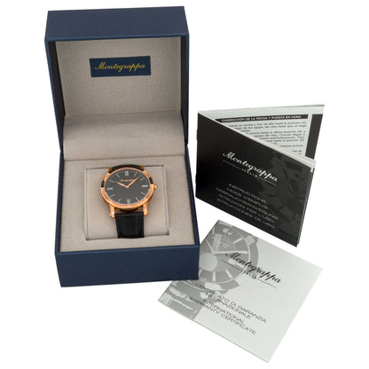 Left view of Montegrappa NeroUno Slim Men's Quartz Watch IDNMWARC