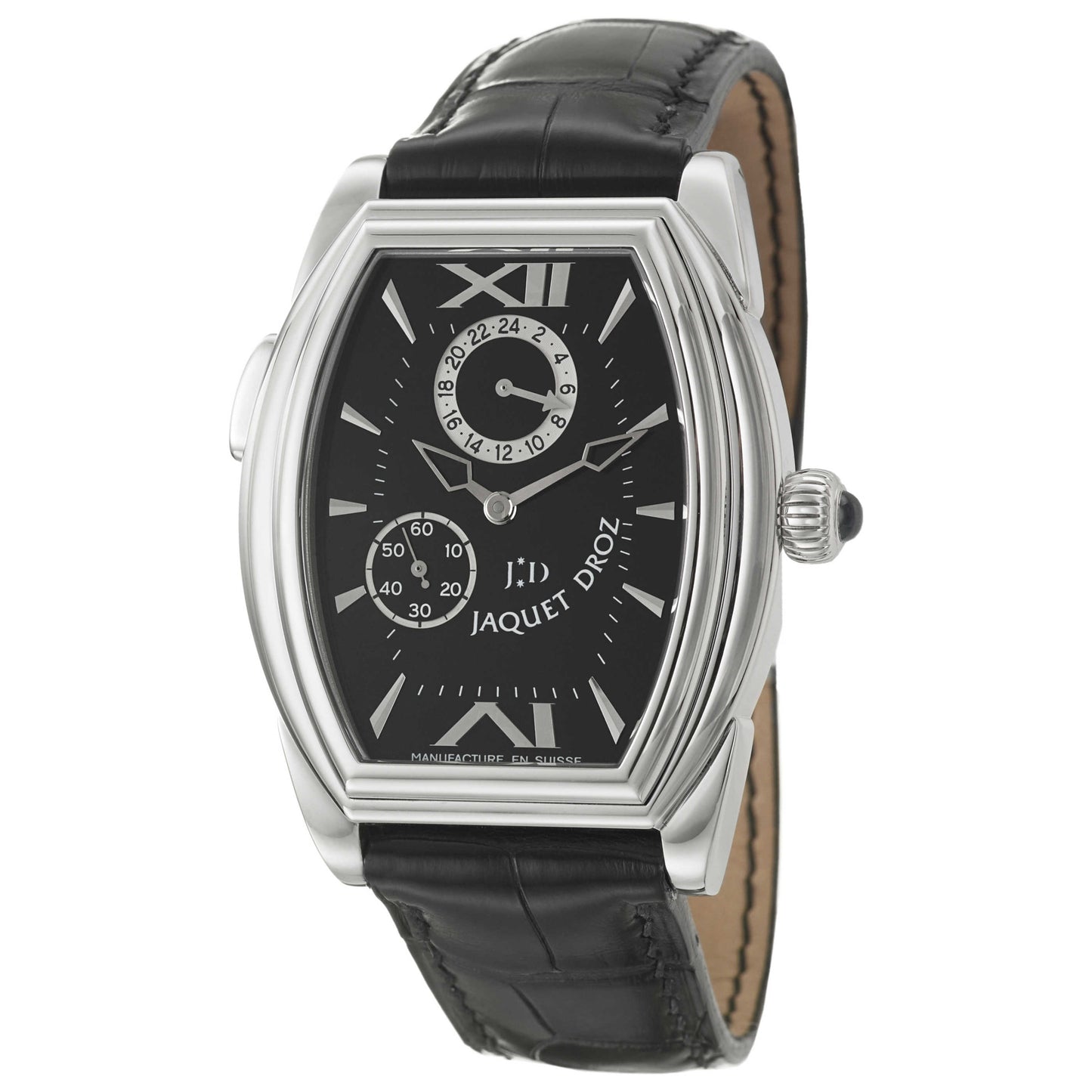 Front view of Jaquet Droz Tonneau Time Zone Men's Manual-Wind Watch J001130101