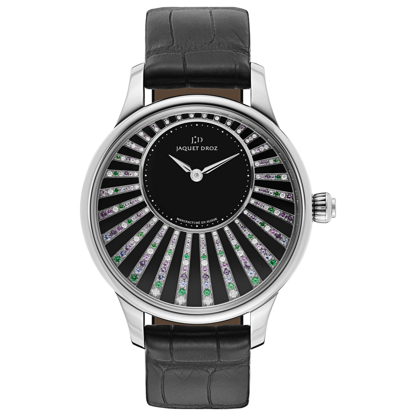 Front view of Jaquet Droz Petite Heure Minute Women's Automatic Watch J005014204