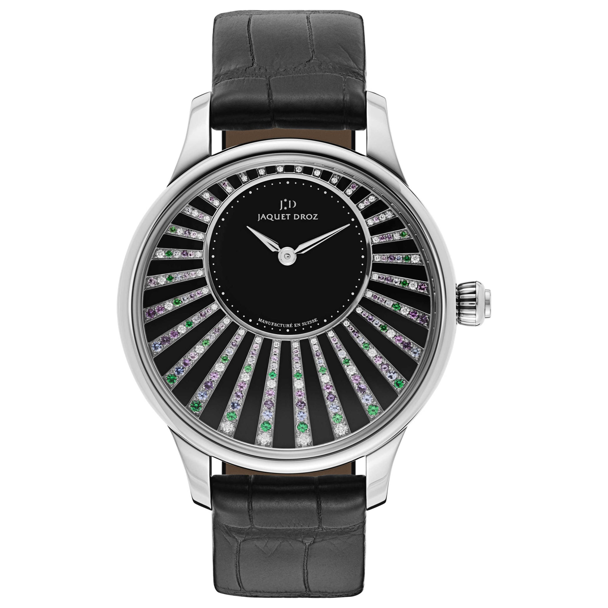 Front view of Jaquet Droz Petite Heure Minute Women's Automatic Watch J005014204