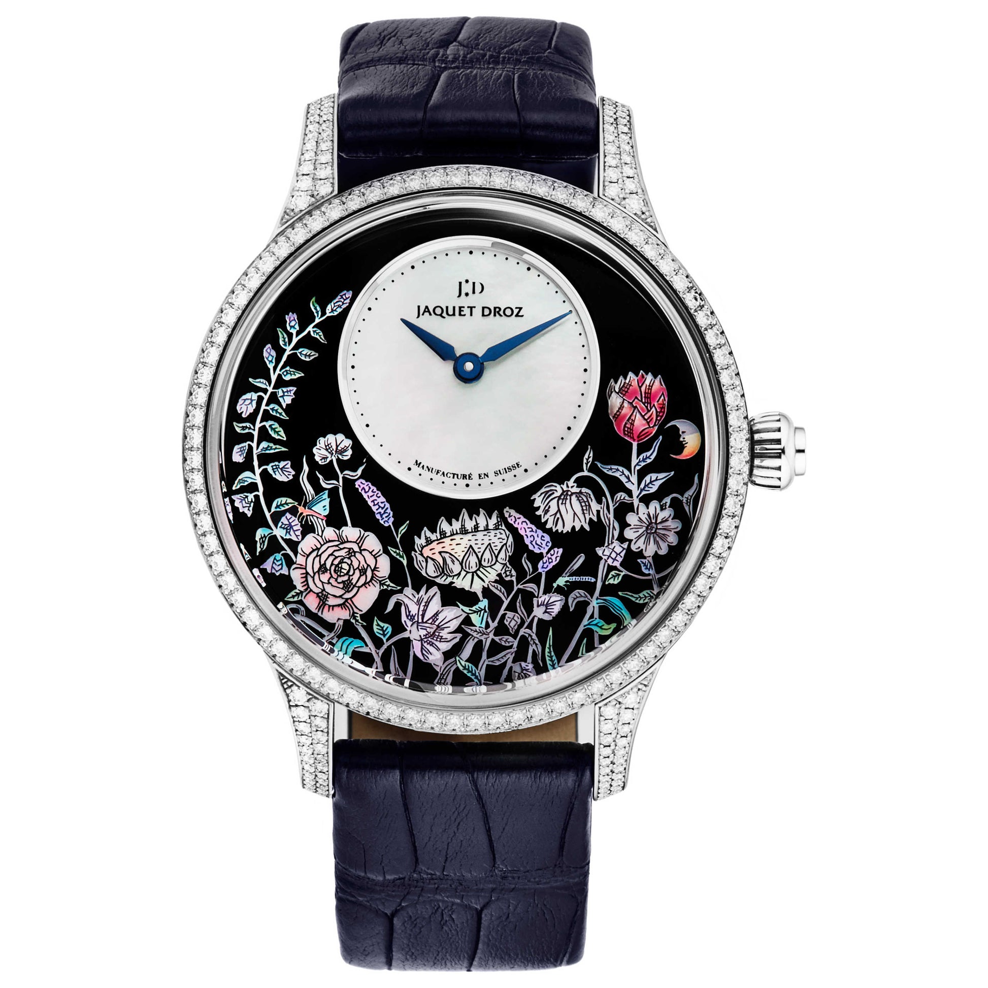 Front view of Jaquet Droz Petite Heure Women's Automatic Watch J005014211