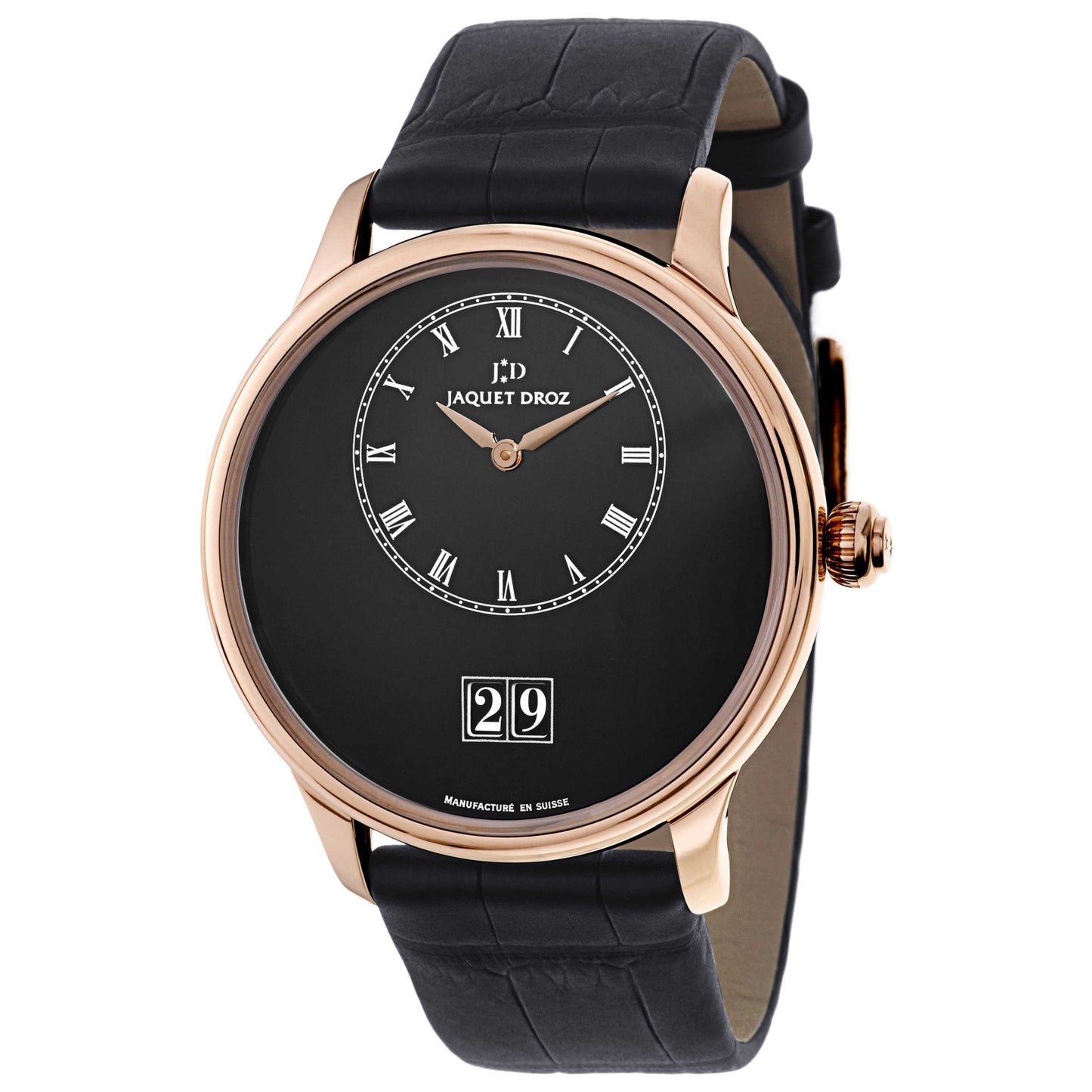 Front view of Jaquet Droz Petite Heure Minute Men's Automatic Watch J016933210