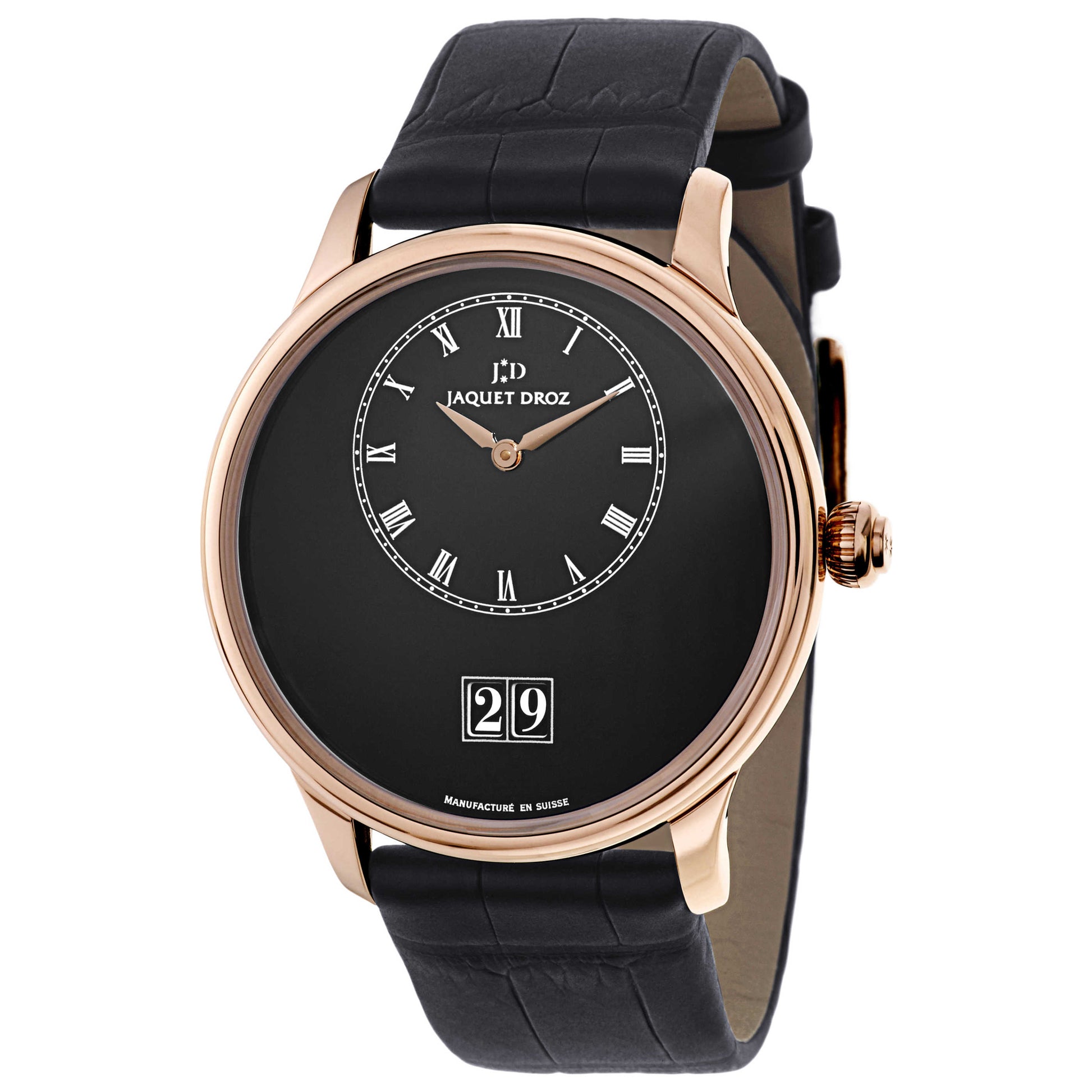 Front view of Jaquet Droz Petite Heure Minute Men's Automatic Watch J016933210