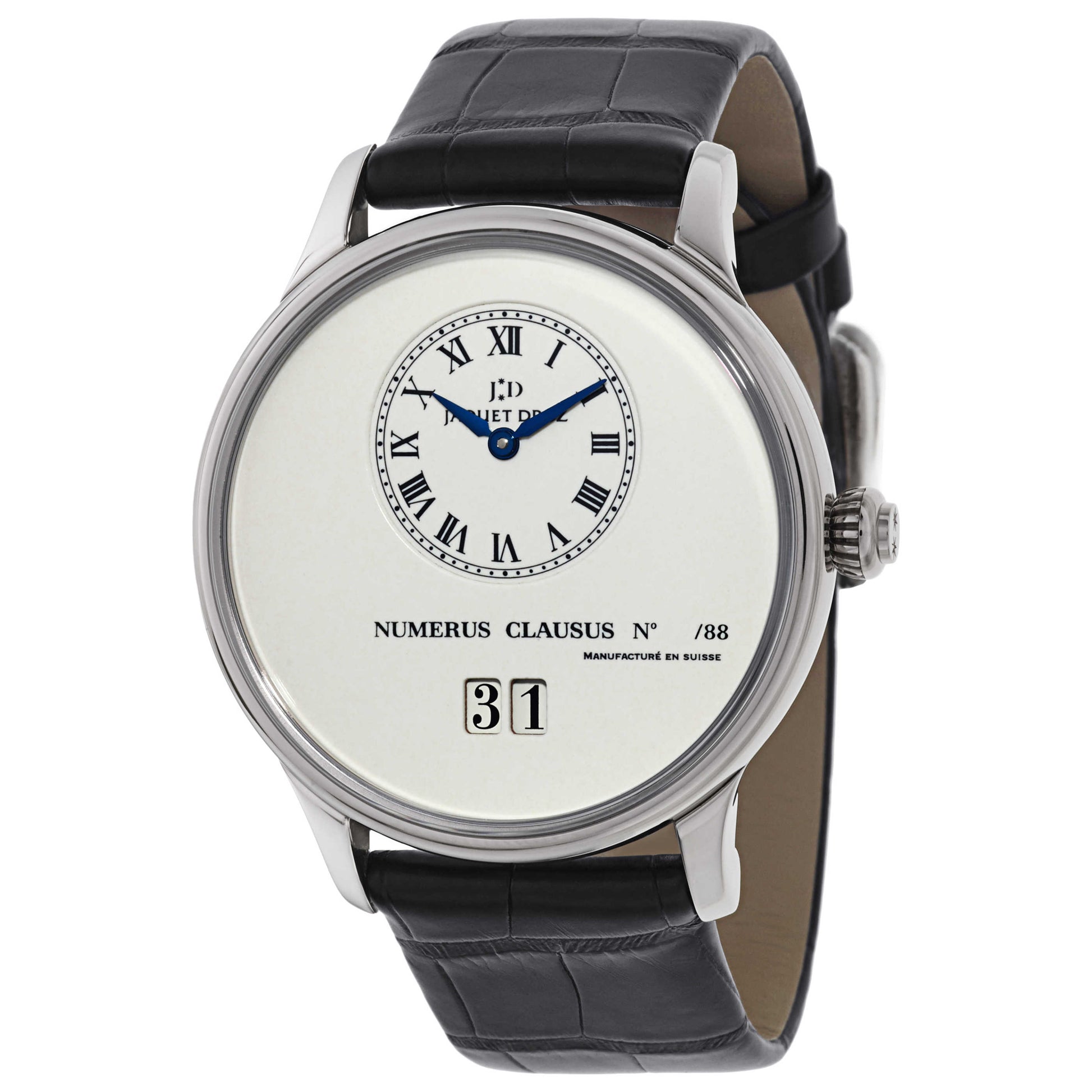 Front view of Jaquet Droz Petite Heure Minute Men's Automatic Watch J016934202