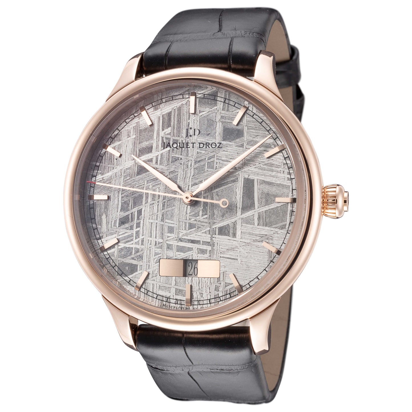 Front view of Jaquet Droz Grande Heure Minute Calendar Men's Automatic Watch J017513270