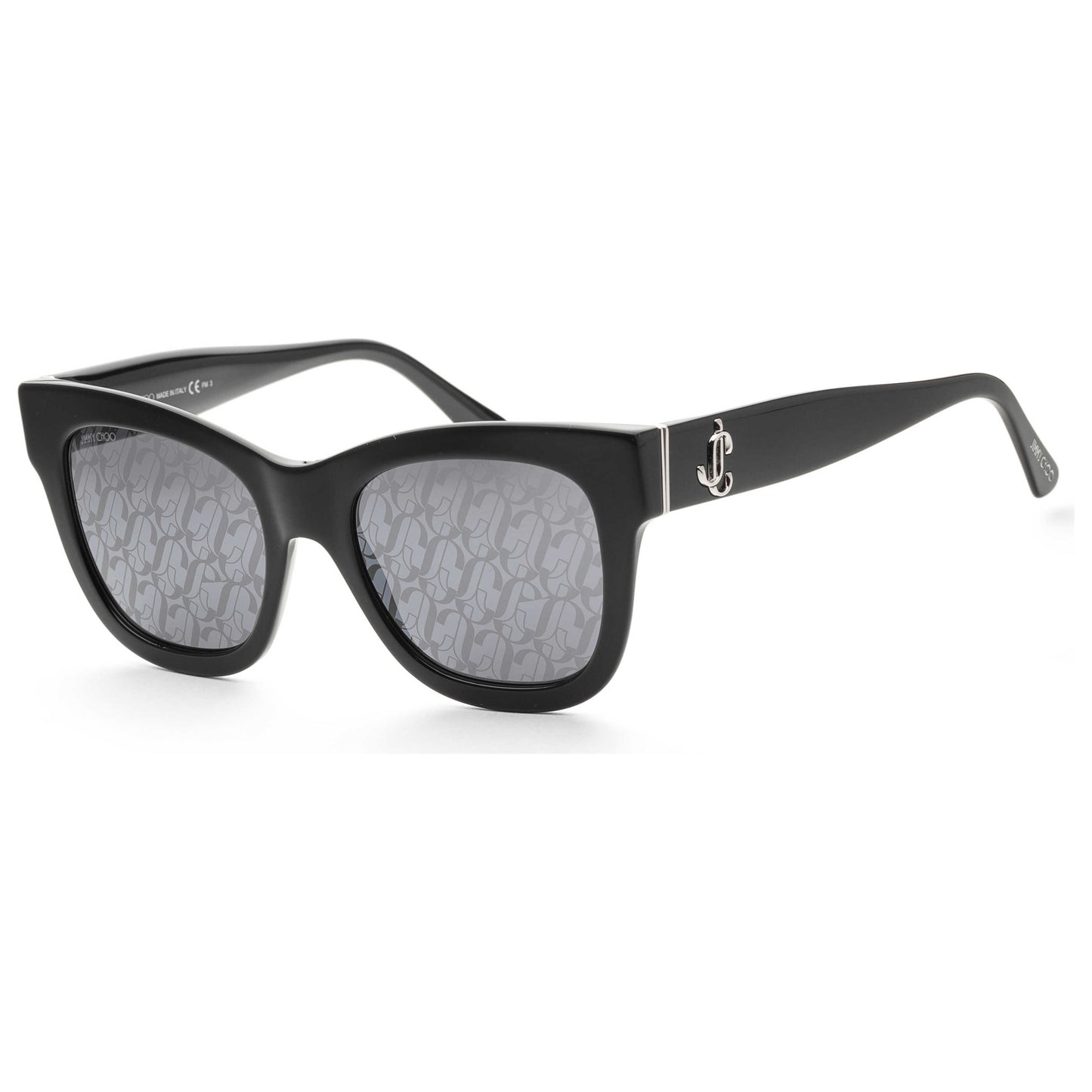 Front view of Jimmy Choo Fashion Women's Sunglasses JAN-S-MS-1-3-52-BLACK-AILVER