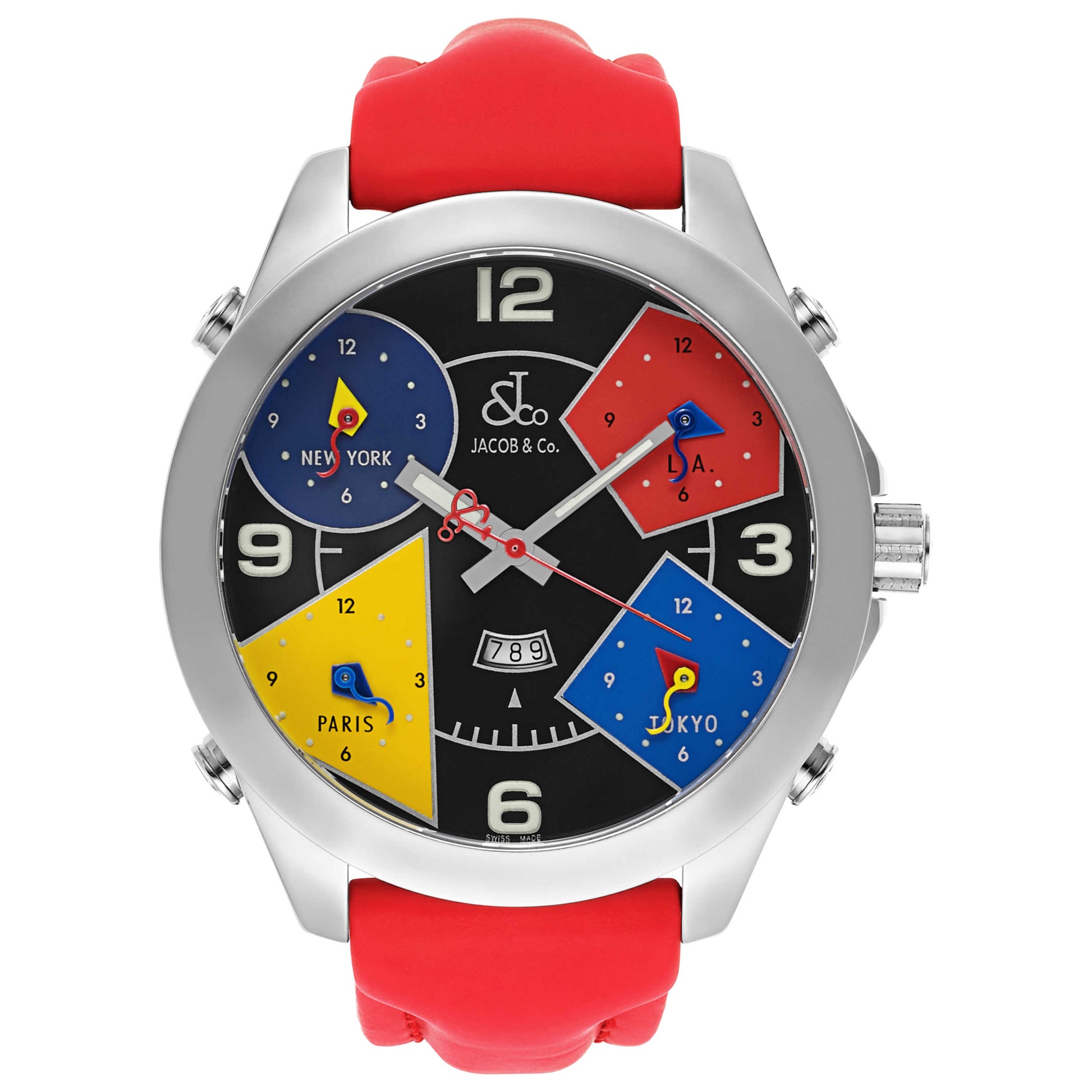 Front view of Jacob & Co. Five Time Zone Men's Swiss Quartz (Battery-Powered) Watch JC-11