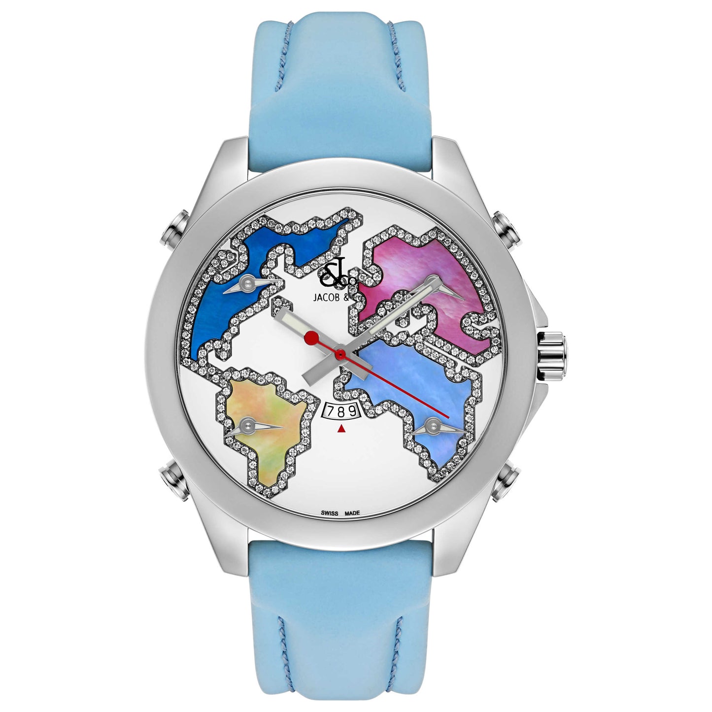 Front view of Jacob & Co. Five Time Zone Unisex Swiss Quartz (Battery-Powered) Watch JC-123