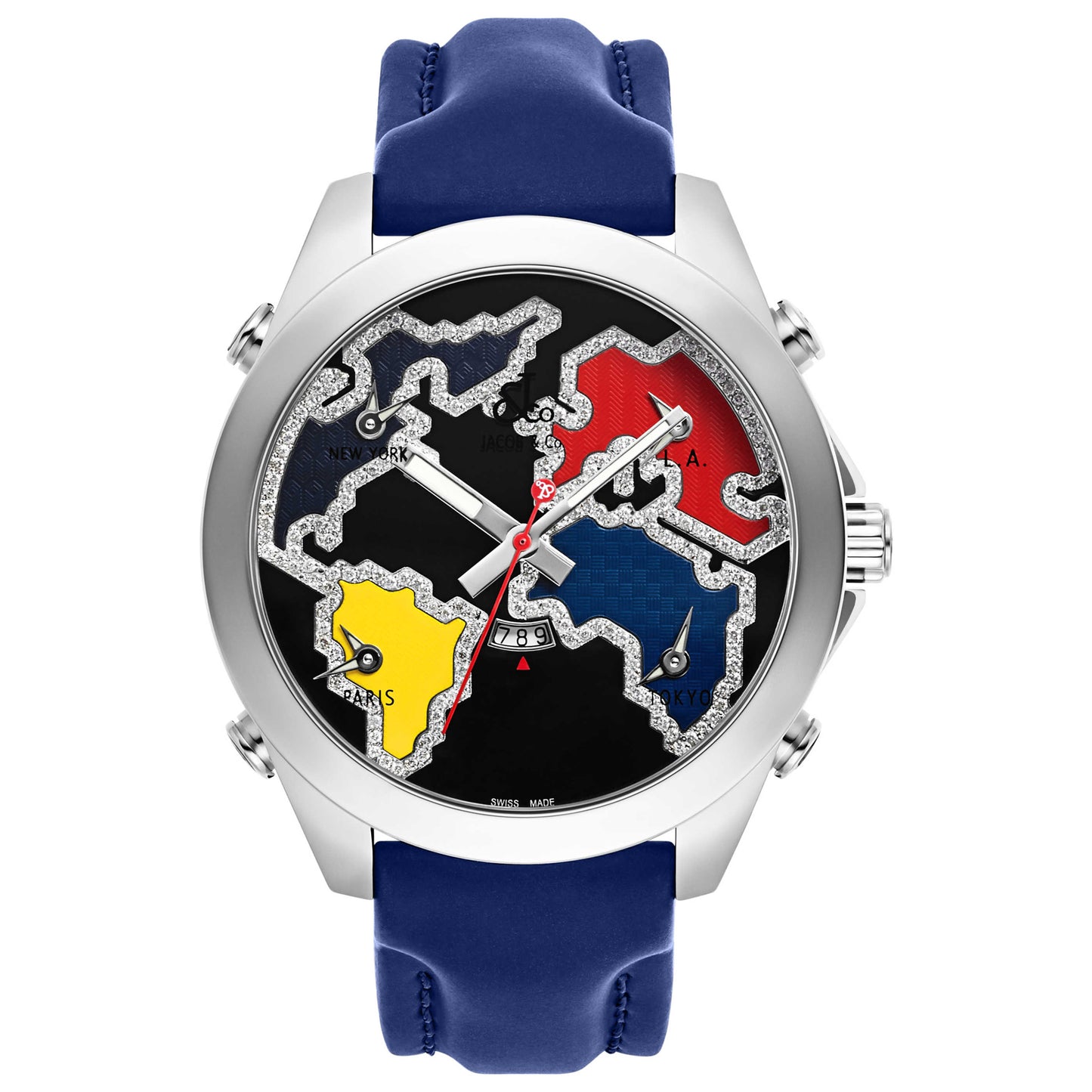 Front view of Jacob & Co. Five Time Zone Unisex Swiss Quartz (Battery-Powered) Watch JC-128