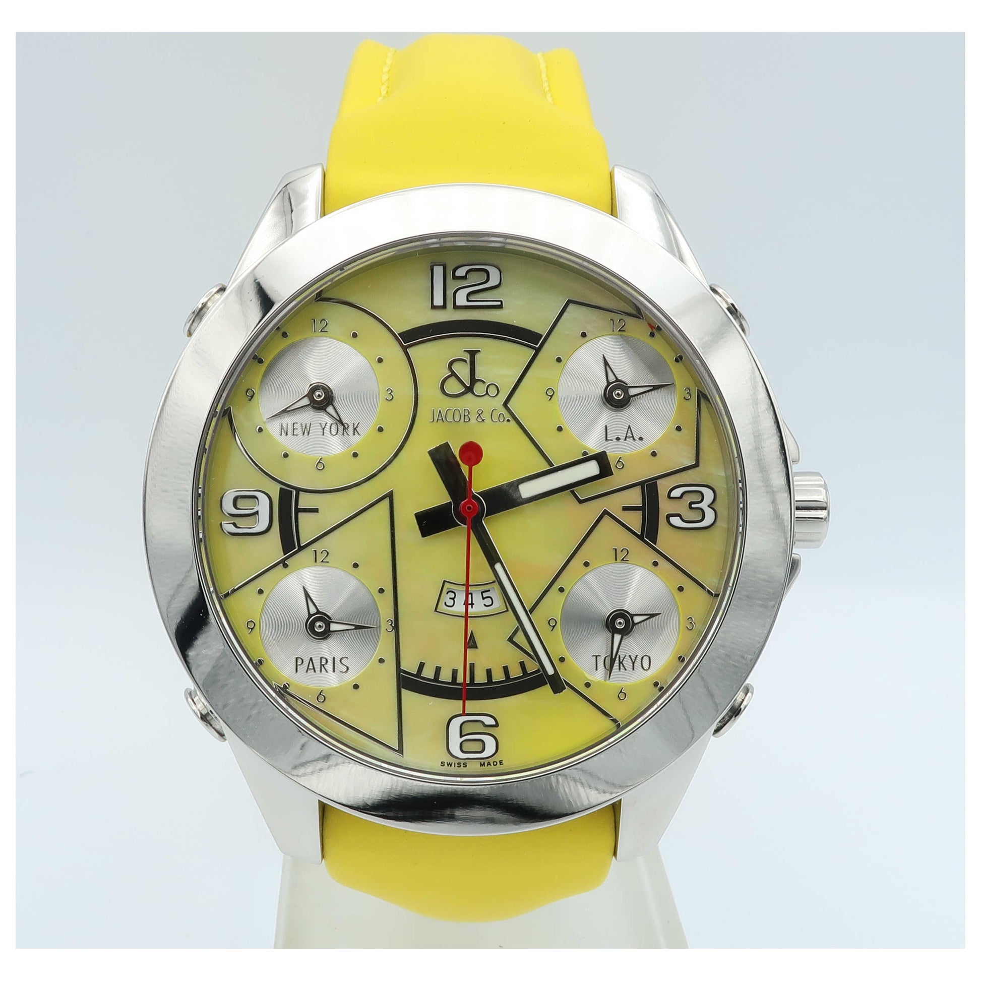 Front view of Jacob & Co. Five Time Zone Men's Swiss Quartz (Battery-Powered) Watch JC-21-SD2
