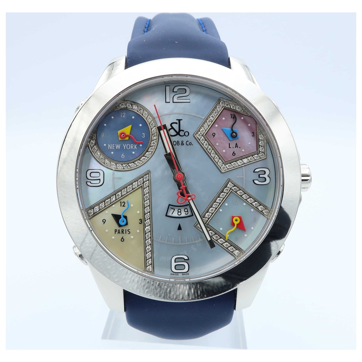 Front view of Jacob & Co. Five Time Zone Men's Swiss Quartz (Battery-Powered) Watch JC-23DA-SD2