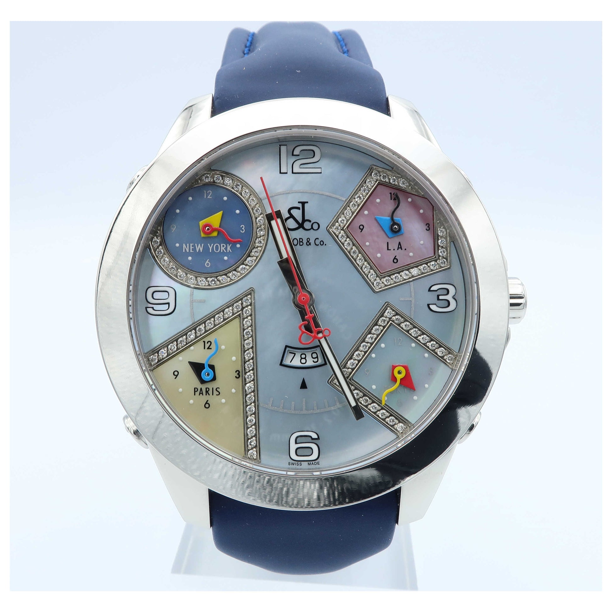 Front view of Jacob & Co. Five Time Zone Men's Swiss Quartz (Battery-Powered) Watch JC-23DA-SD2