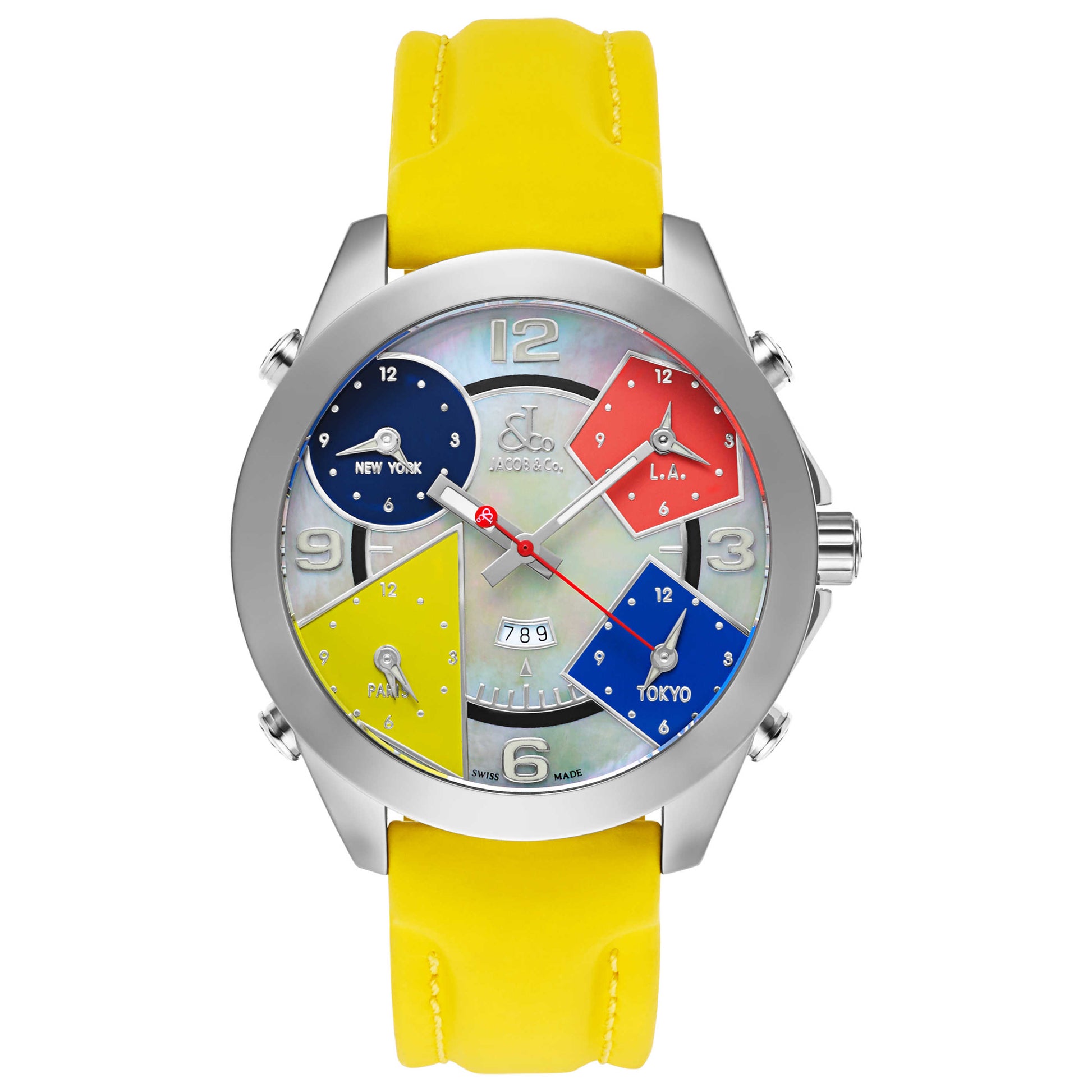 Front view of Jacob & Co. Five Time Zone Men's Swiss Quartz (Battery-Powered) Watch JC-25