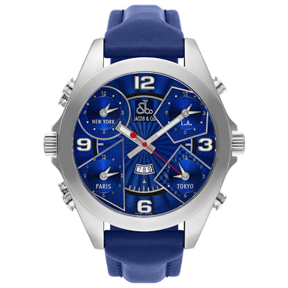 Front view of Jacob & Co. Five Time Zone Men's Swiss Quartz (Battery-Powered) Watch JC-27-B