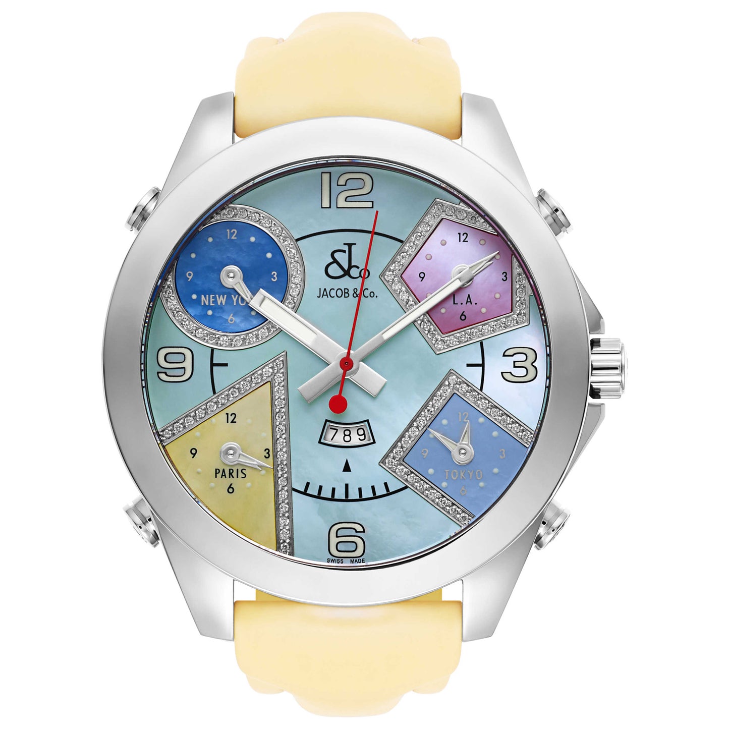 Front view of Jacob & Co. Five Time Zone Unisex Swiss Quartz (Battery-Powered) Watch JC-42DA