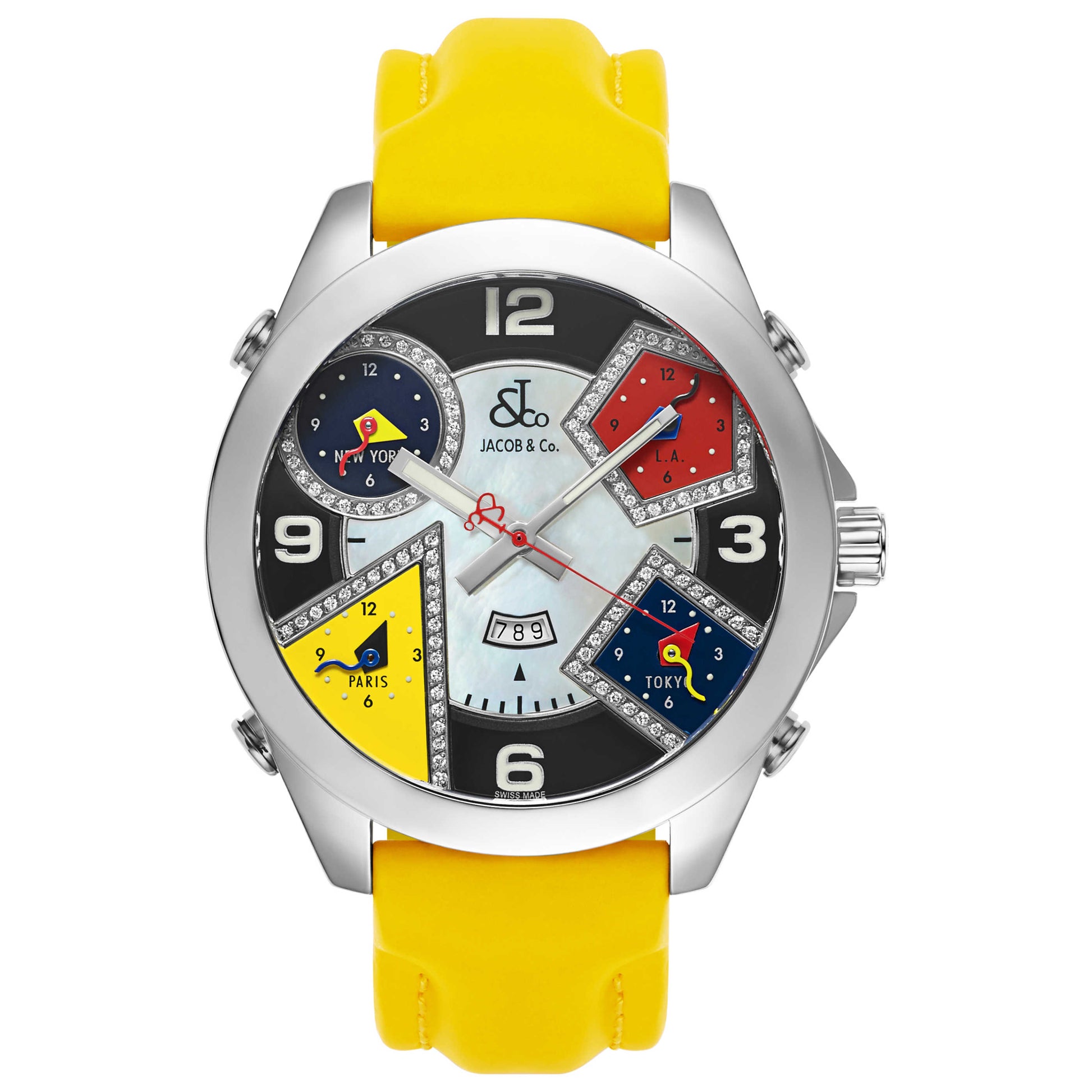Front view of Jacob & Co. Five Time Zone Men's Swiss Quartz (Battery-Powered) Watch JC-4DA-B