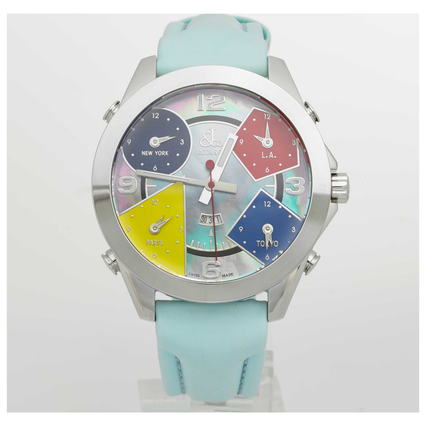 Front view of Jacob & Co. Five Time Zone Men's Swiss Quartz (Battery-Powered) Watch JC-8-SDV3