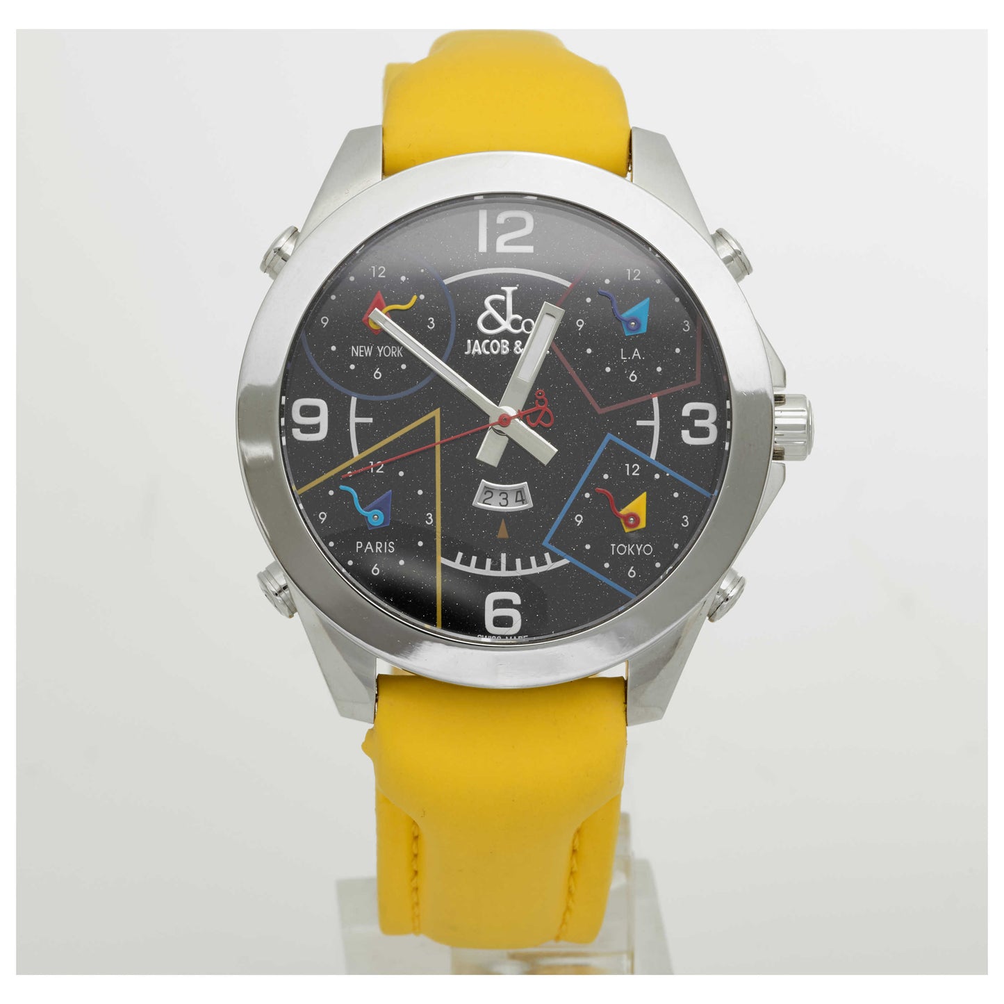 Front view of Jacob & Co. Five Time Zone Men's Swiss Quartz (Battery-Powered) Watch JC-80-SDV