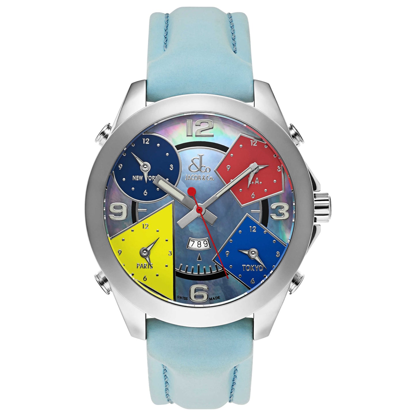 Front view of Jacob & Co. Five Time Zone Men's Swiss Quartz (Battery-Powered) Watch JC-8