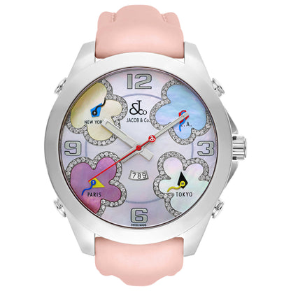 Front view of Jacob & Co. Five Time Zone Women's Swiss Quartz (Battery-Powered) Watch JC-ATH10