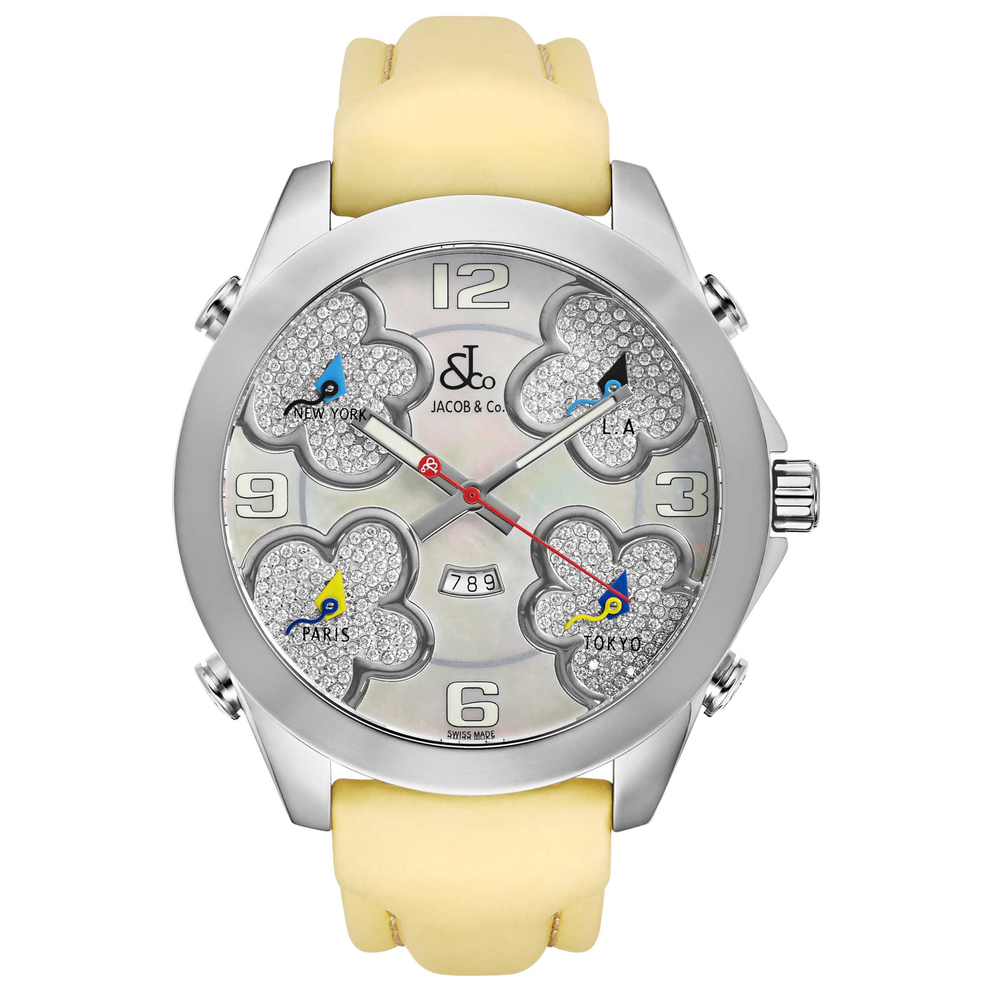 Front view of Jacob & Co. Five Time Zone Women's Swiss Quartz (Battery-Powered) Watch JC-ATH12