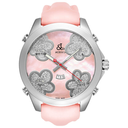 Front view of Jacob & Co. Five Time Zone Women's Swiss Quartz (Battery-Powered) Watch JC-ATH1