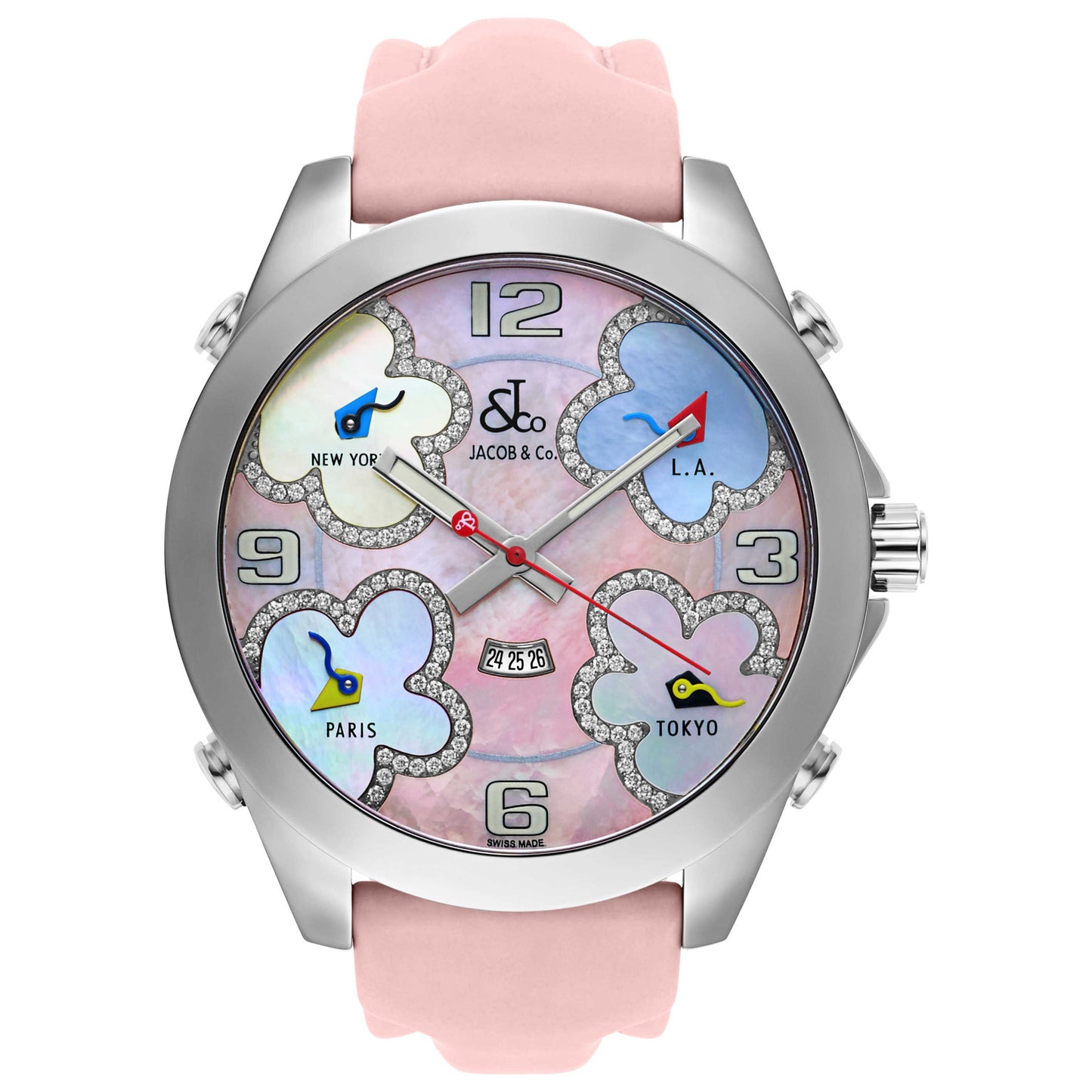 Front view of Jacob & Co. Five Time Zone Unisex Swiss Quartz (Battery-Powered) Watch JC-ATH2