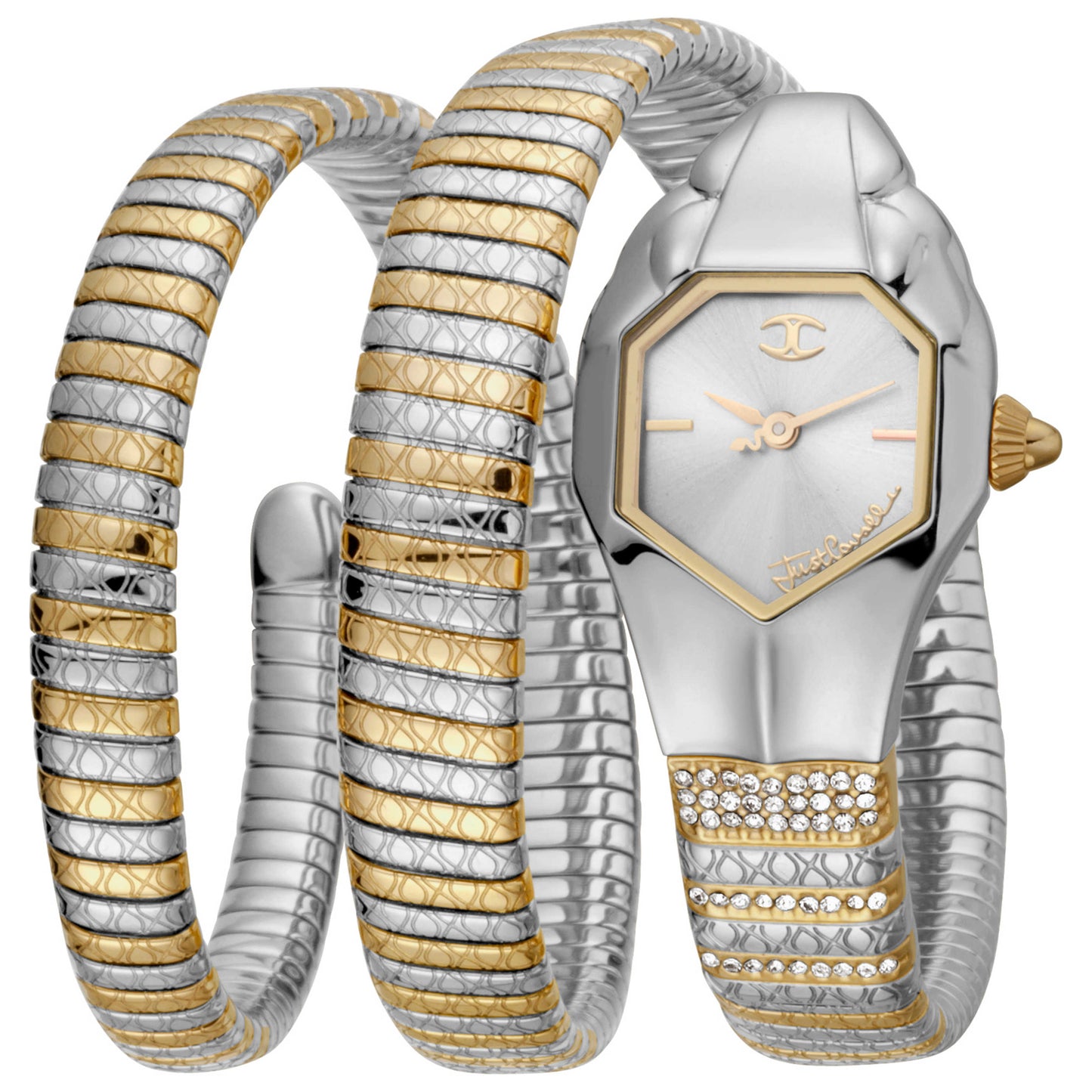 Front view of Just Cavalli Glam Snake Women's Quartz Watch JC1L112M0045