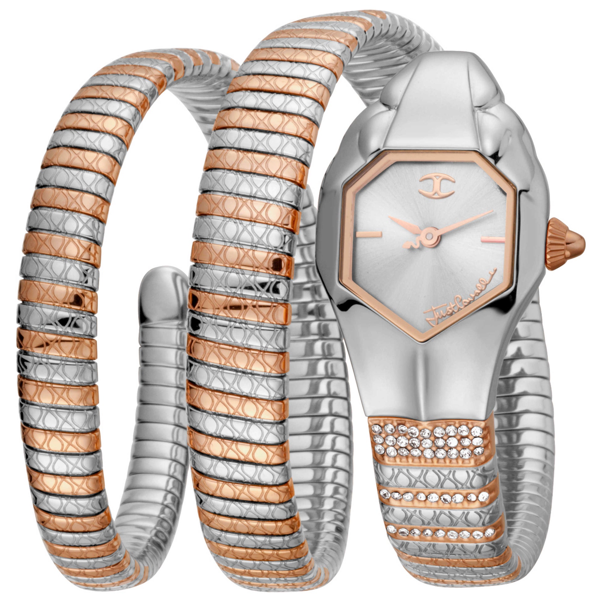 Front view of Just Cavalli Glam Snake Women's Quartz Watch JC1L112M0055