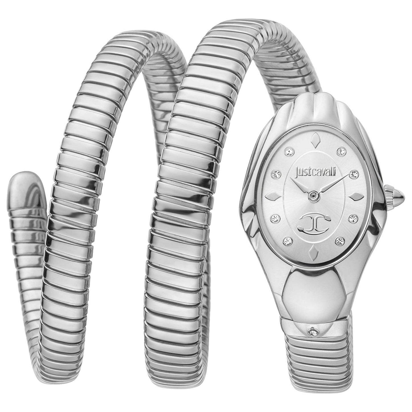 Front view of Just Cavalli Signature Snake Women's Quartz Watch JC1L184M0015