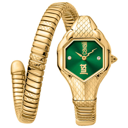 Front view of Just Cavalli Signature Snake Glam Evo 6 Women's Quartz Watch JC1L190M0045