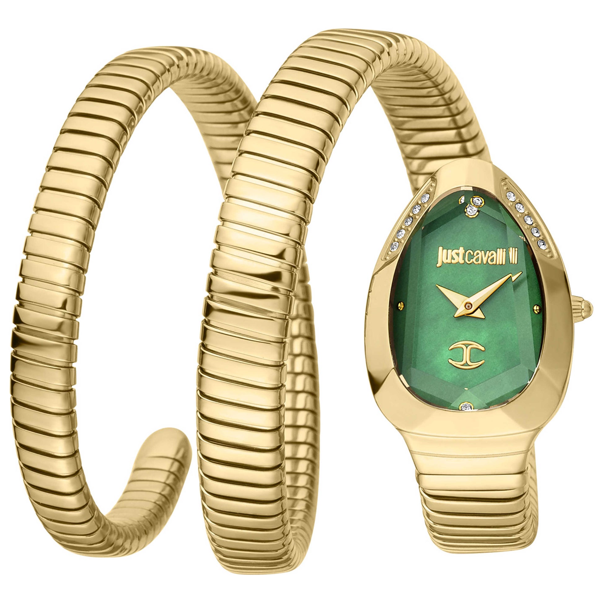 Front view of Just Cavalli Signature Snake Doppio Women's Quartz Watch JC1L209M0045