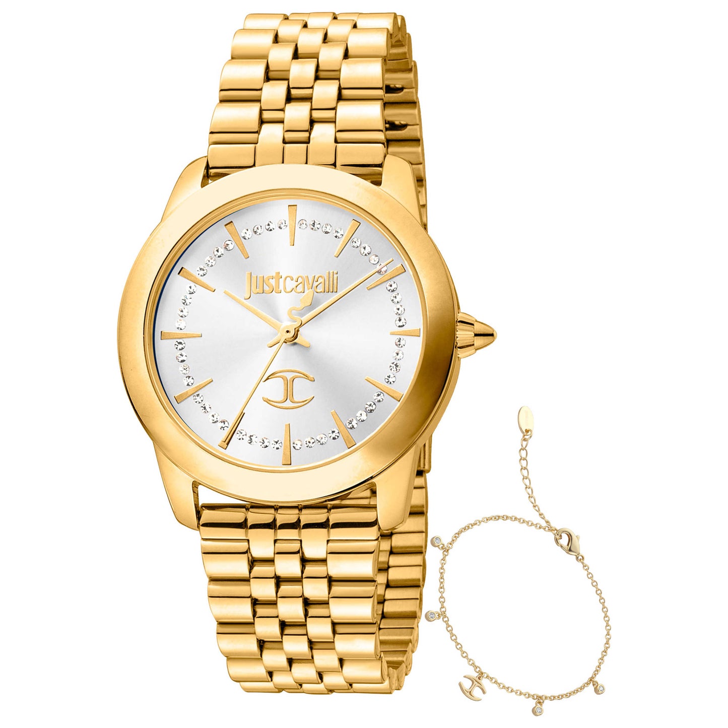 Front view of Just Cavalli Signature Snake Regali Women's Quartz Watch JC1L211M0065