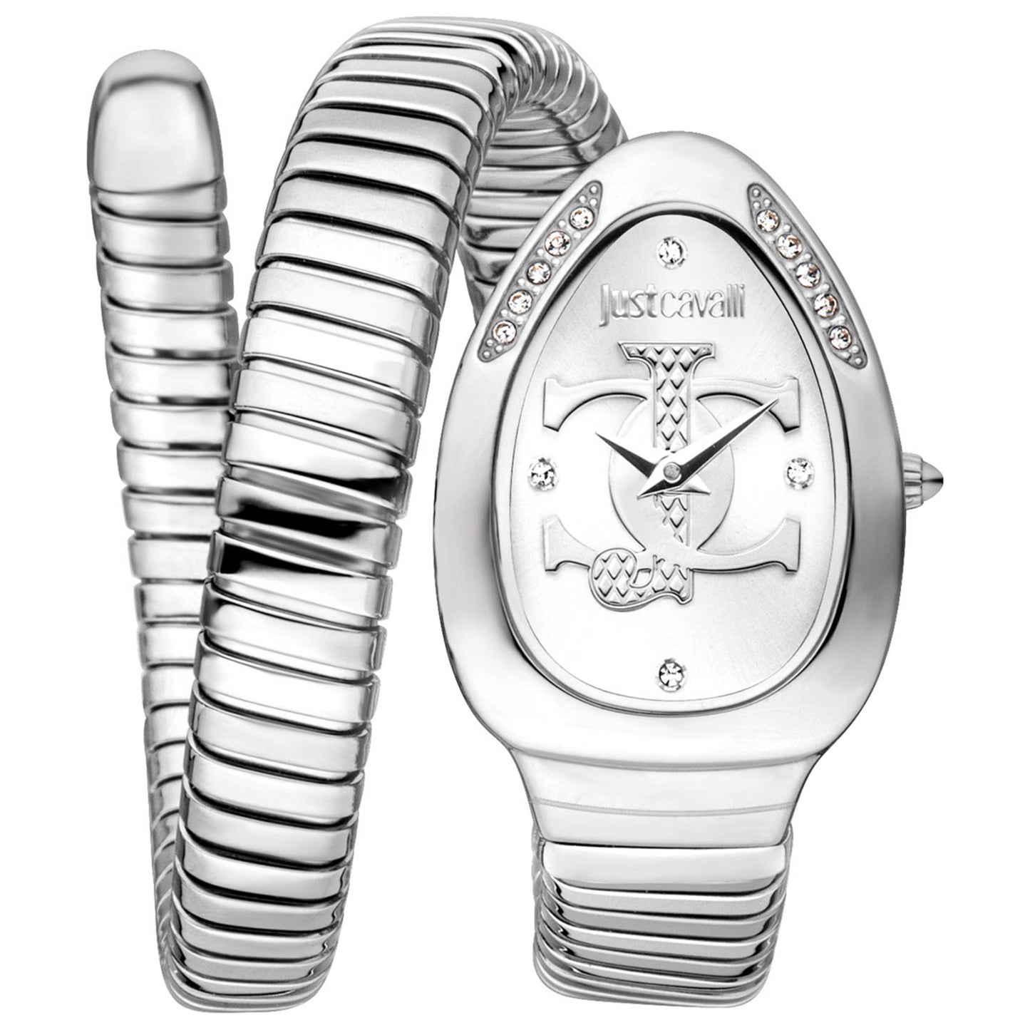 Front view of Just Cavalli Signature Snake Women's Quartz Watch JC1L227M0015