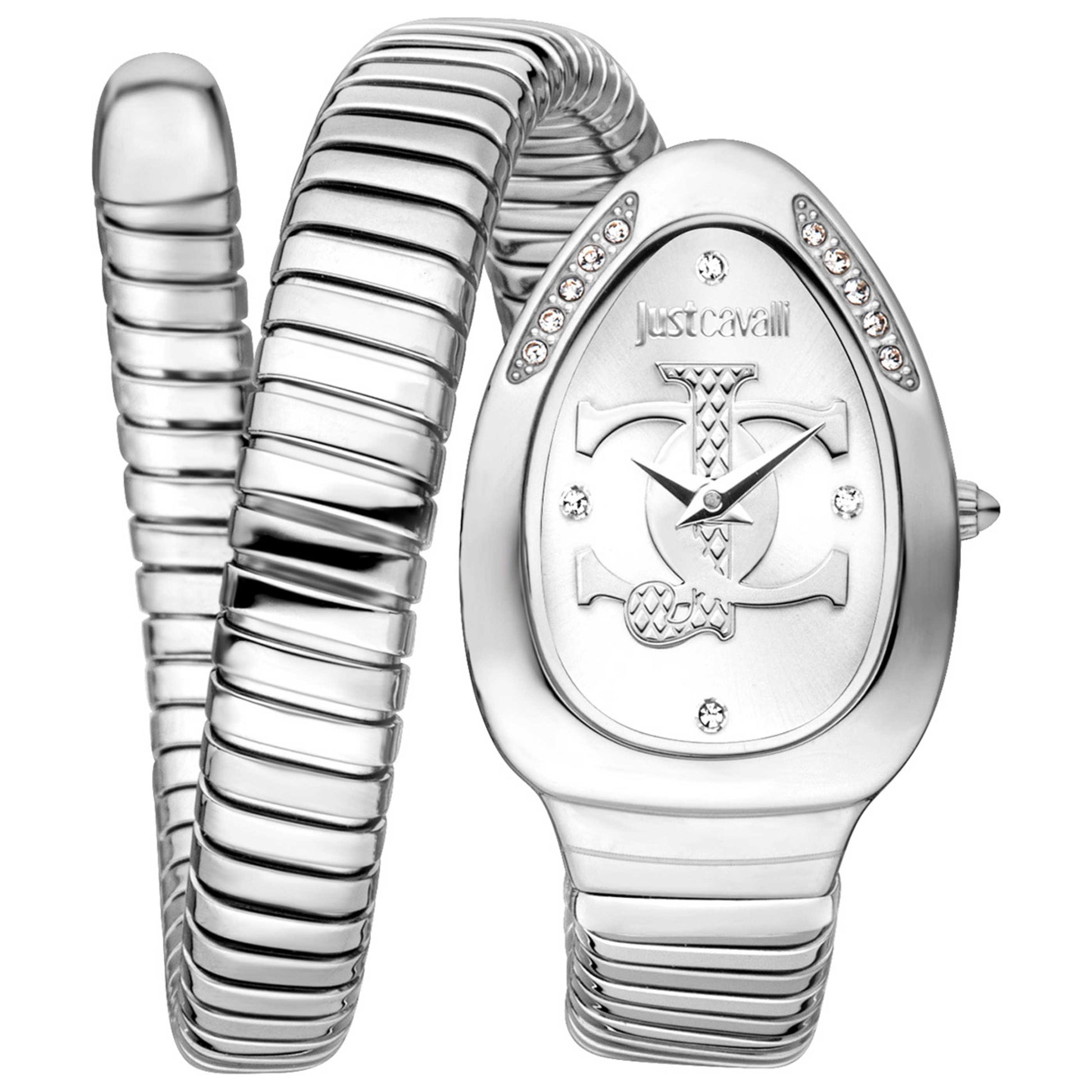 Front view of Just Cavalli Signature Snake Women's Quartz Watch JC1L227M0015