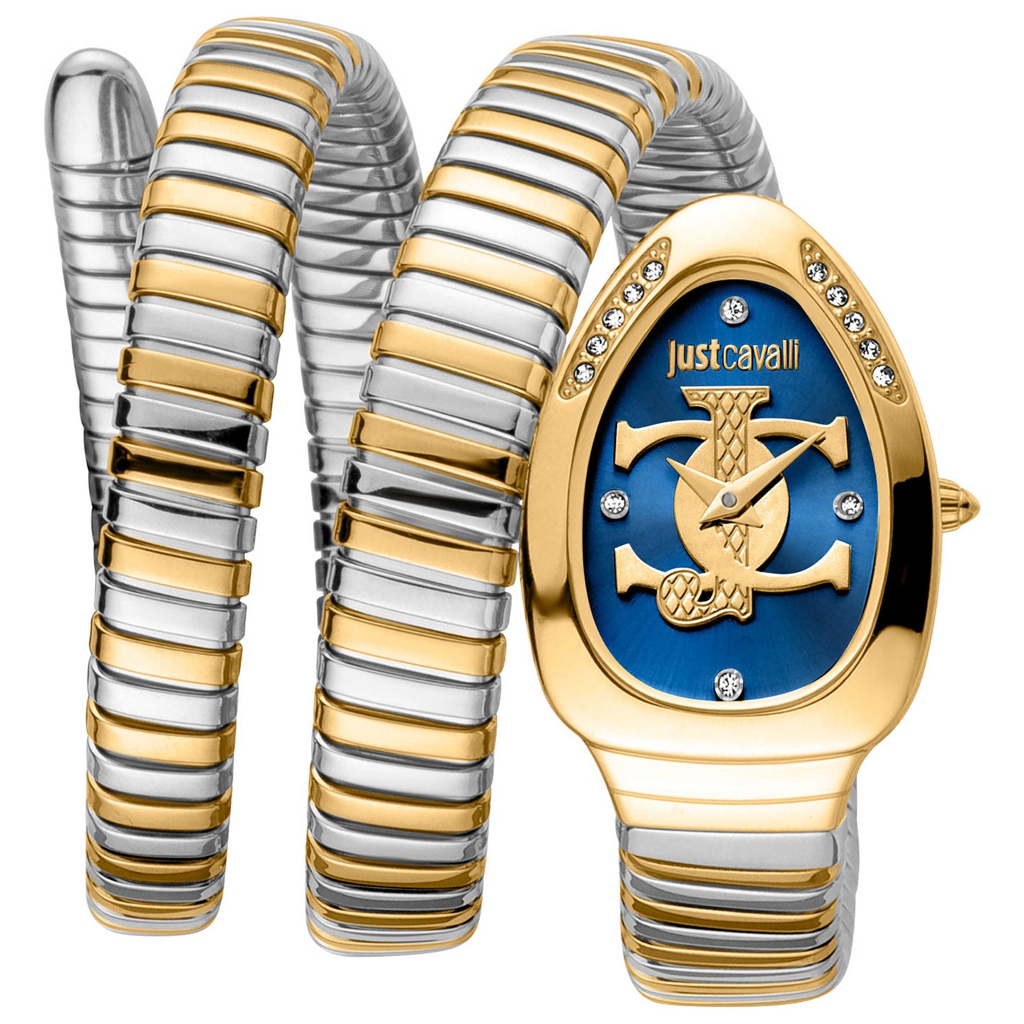 Front view of Just Cavalli Signature Snake Women's Quartz Watch JC1L228M0075