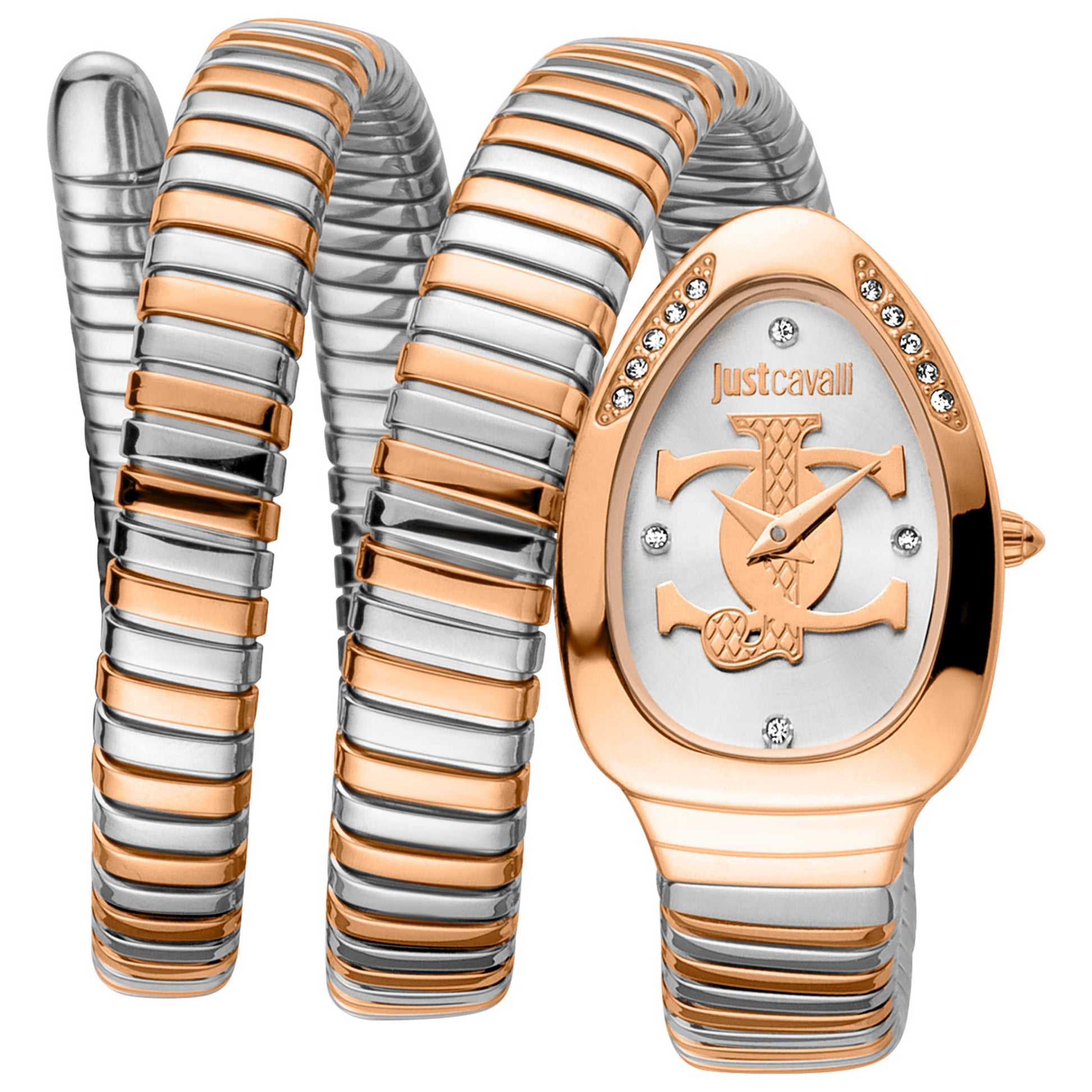 Front view of Just Cavalli Signature Snake Women's Quartz Watch JC1L228M0085